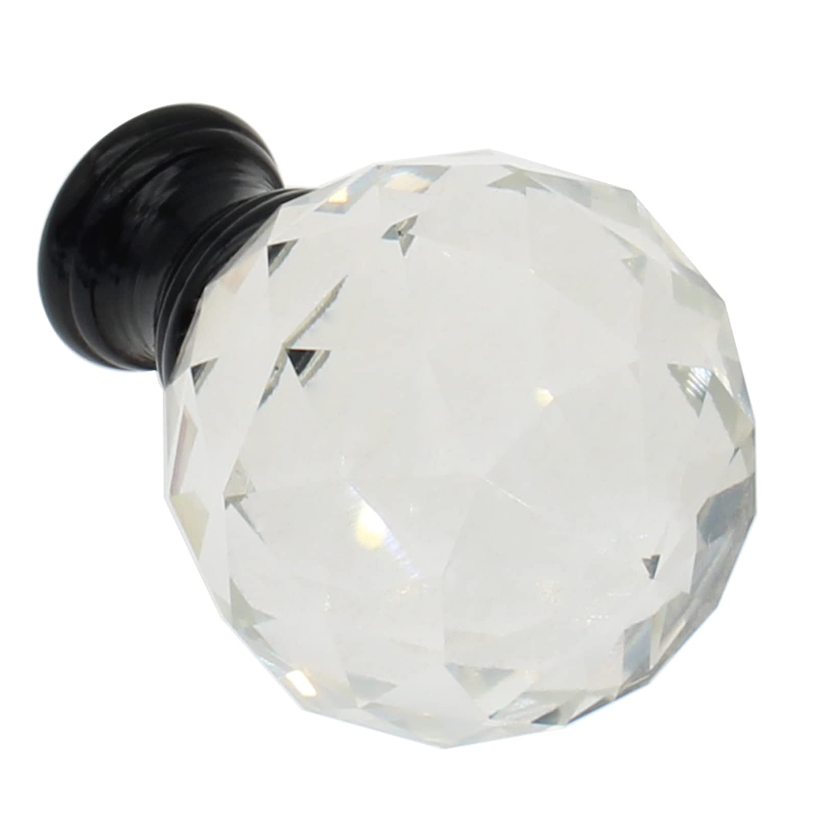 Diamond Crystal Lamp Finial - Multi-Faceted Lamp Cap Knob with Black Alloy Base for Lamp Shades | Elegant Lighting Decoration for Living Room, Bedroom & Office
