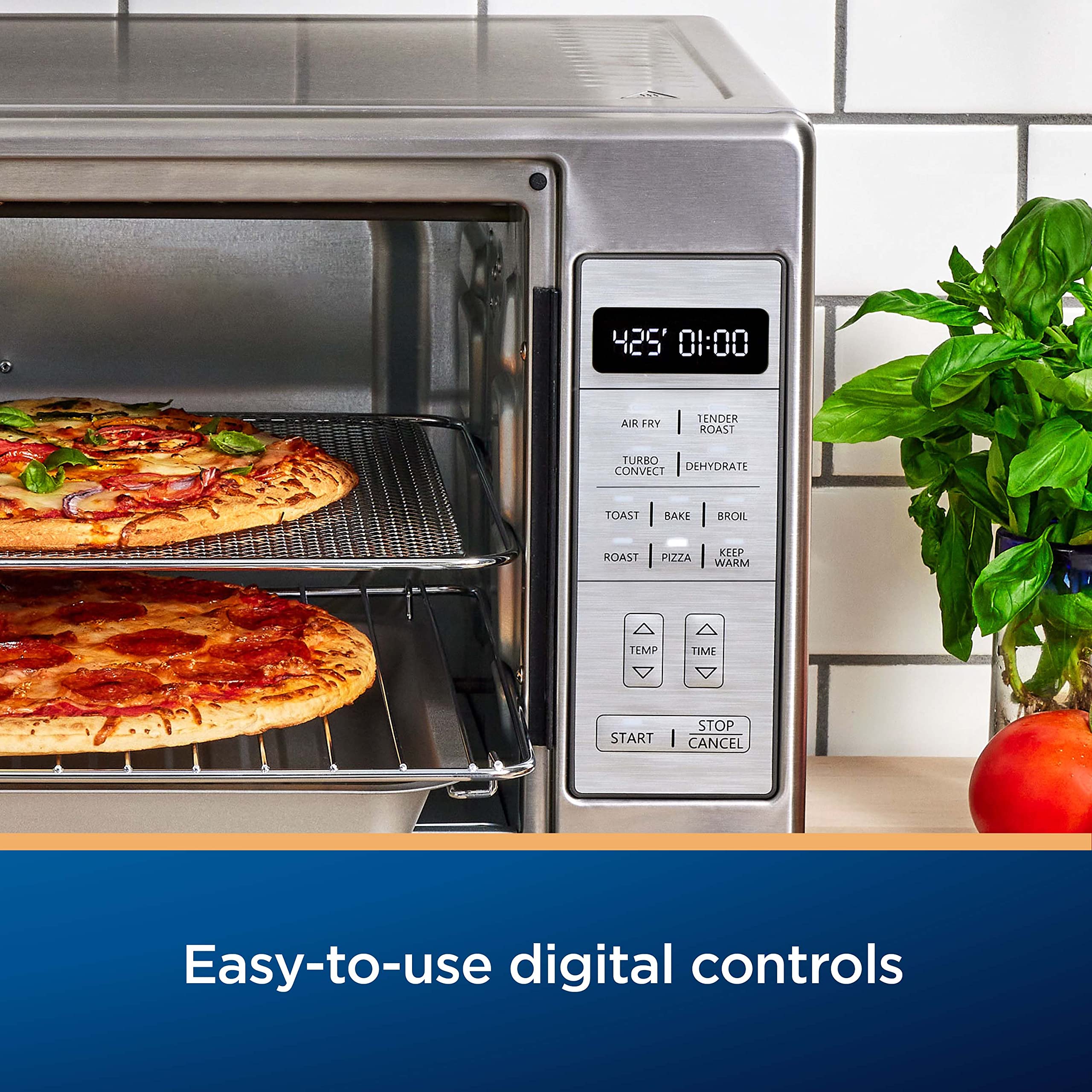 Oster Extra-Large 10-in-1 Air Fryer Oven with 12QT Capacity - Stainless Steel Countertop Convection Toaster Oven - Bake, Roast, Broil, Dehydrate - Fits 2 Large Pizzas - Perfect for Holiday Hosting, Family Dinners & Meal Prep