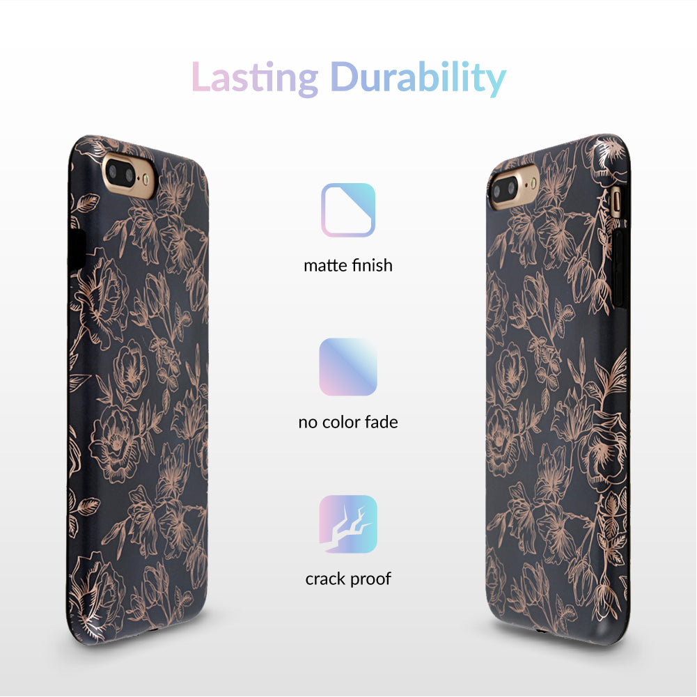 Elegant Floral Rose Gold iPhone Case - Stylish Protective Cover for iPhone 11/12/13/14/15 Pro Max - Perfect for Everyday Use, Office & Special Occasions