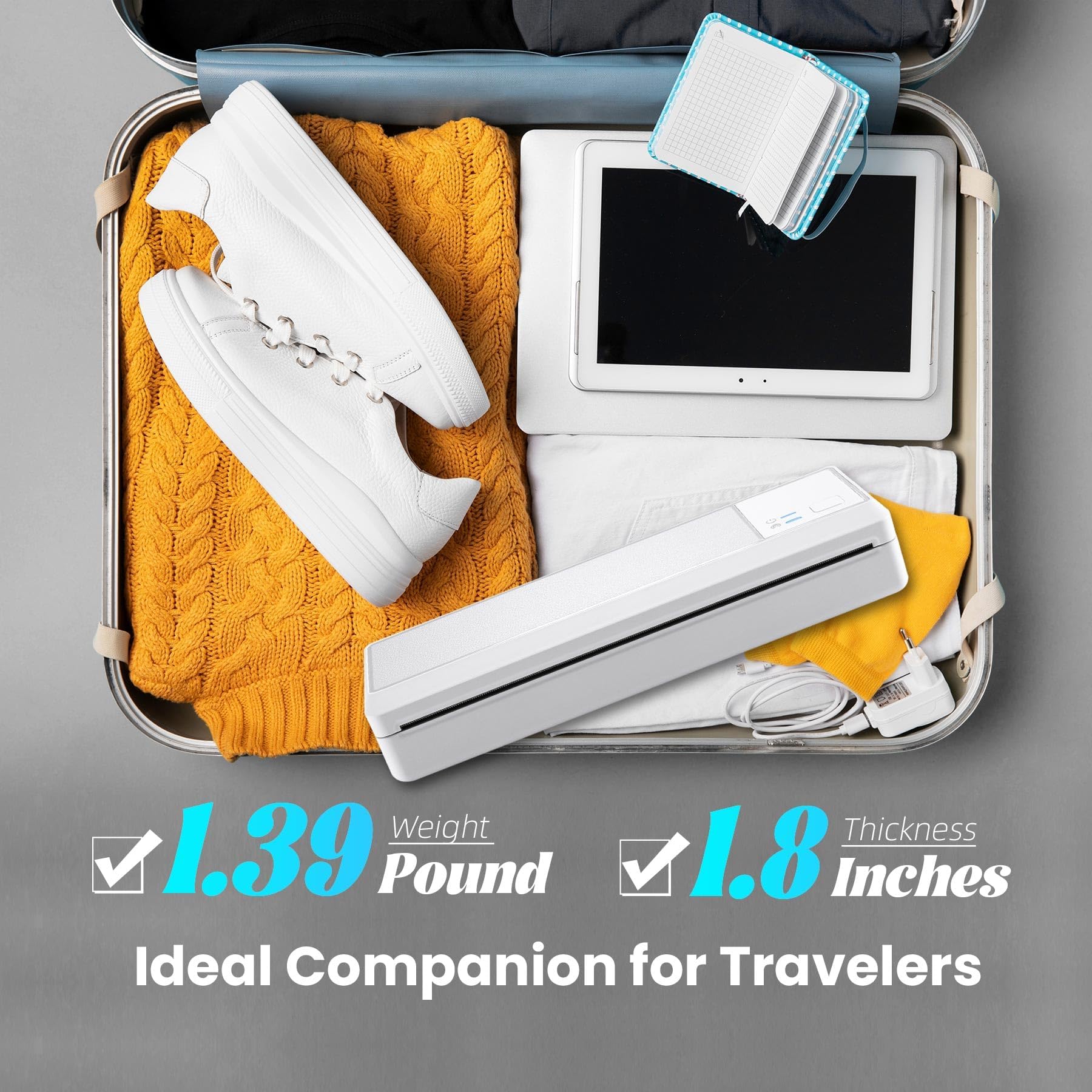 Vretti P83 Portable A4 Thermal Printer - 304 DPI Bluetooth Wireless Printer for Home & Office, No Ink Needed, Works with Android/iOS & A4 Thermal Paper - Perfect for Receipts, Labels, Shipping Documents and Small Business Printing
