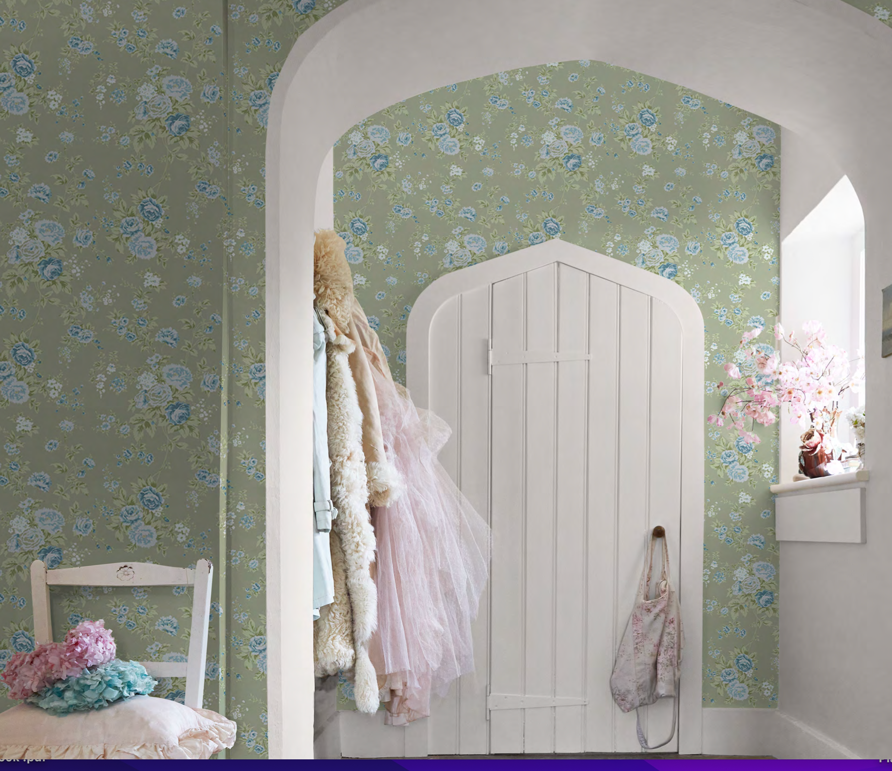 Wildflower Sage Wallpaper - Botanical Floral Peel and Stick Wallpaper - Perfect for Bedroom, Living Room, and Nursery Decor