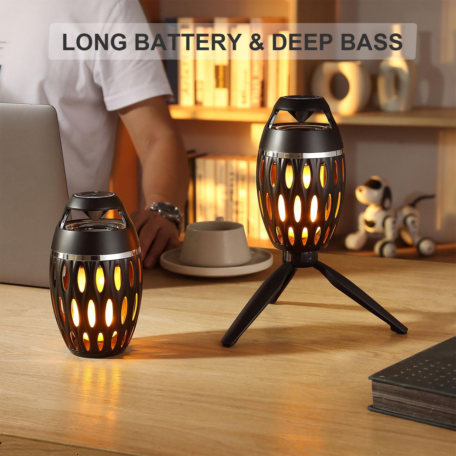 **Portable Outdoor Bluetooth Speaker with LED Tiki Torch - Wireless Waterproof Speaker for Garden, Patio, Camping & Beach - Perfect Gift for Men, Women, Dad, Mom - Birthday, Father's Day & Holiday Present**