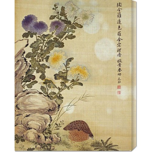 Made4Mansions Ma Yuanyu 'Chrysanthemums and Quail' Stretched Canvas Wall Art - Premium Hand-Painted Reproduction for Home Decor, Living Room, Bedroom & Office