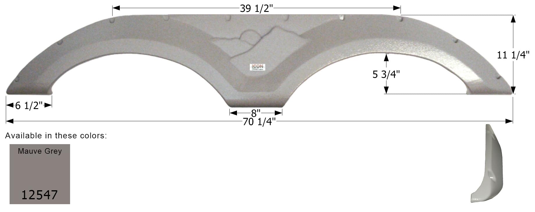 ICON FS2547 Tandem Keystone Fender Skirt for RVs & Trailers - Durable Mauve Grey Color | Perfect for Road Trips & Camping Adventures