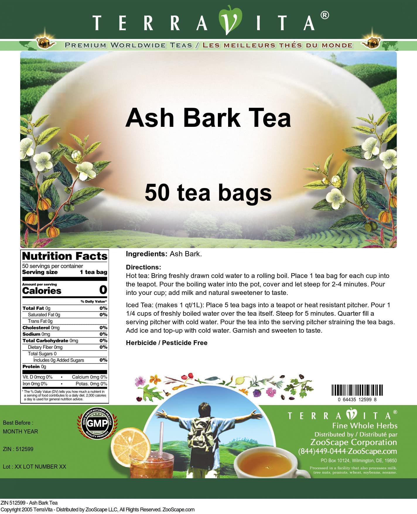 Organic Ash Bark Tea - 50 Tea Bags | Herbal Detox & Immune Support | ZIN: 512599 | Perfect for Relaxation & Wellness Routine
