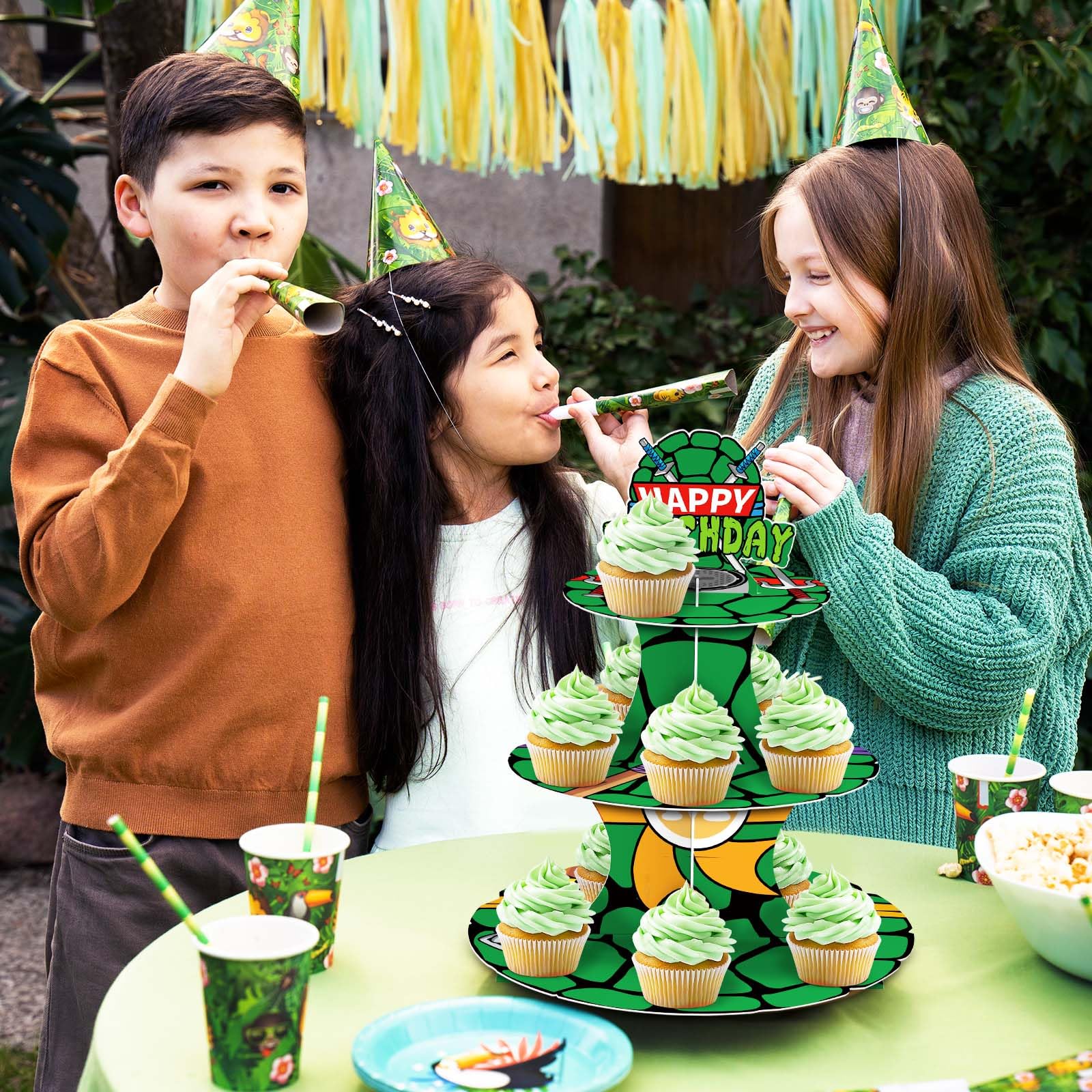 3 Tier Turtle Cupcake Stand - Frozen Themed Birthday Party Supplies, Cake Table Decoration & Cupcake Holder for Kids Birthday, Baby Shower, Wedding Dessert Display - Perfect for Frozen Themed Parties, Baby Showers & Wedding Receptions