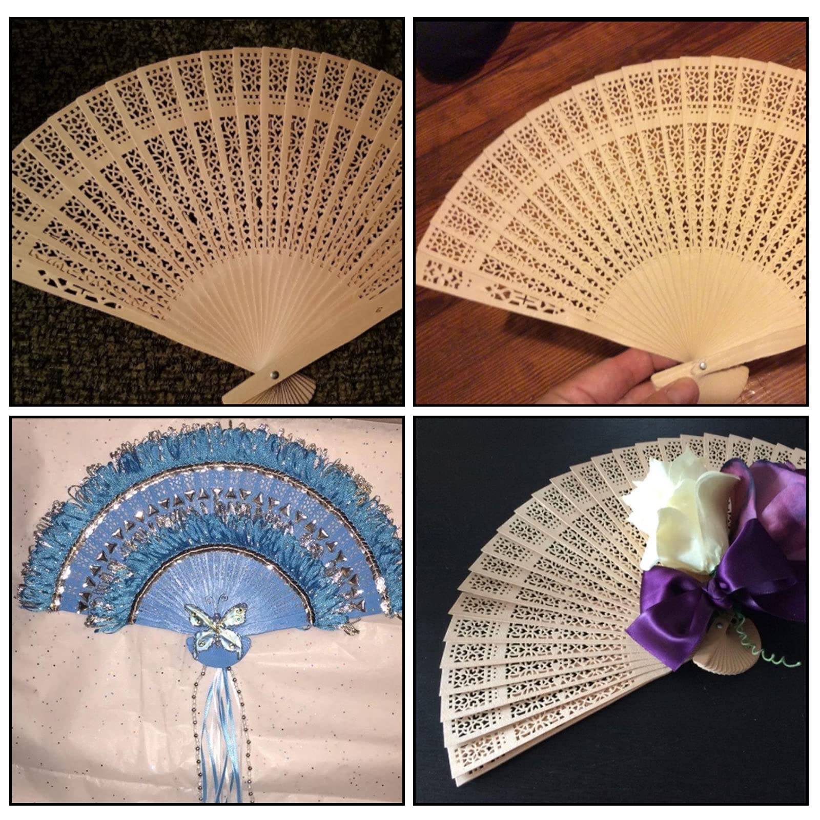 HOIGON 30 Pack 8 Inch Sandalwood Folding Hand Fans - Bulk Wooden Wedding Fans for Guests, Party Favors, Gifts, Dance Performances & Home Decor - Perfect for Weddings, Bridal Showers, Cultural Events & Summer Cooling