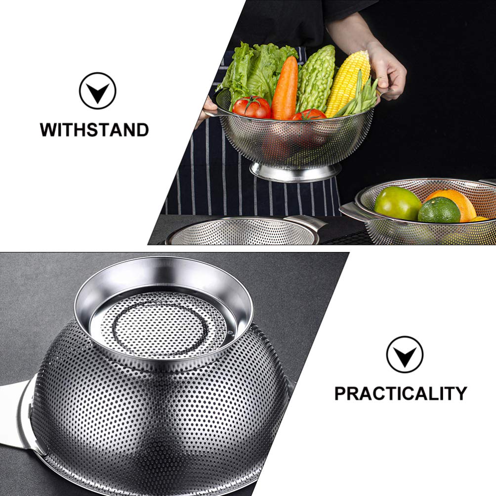Stainless Steel Rice Washing Sieve - Kitchen Food Drain Bowl for Cooking & Drying