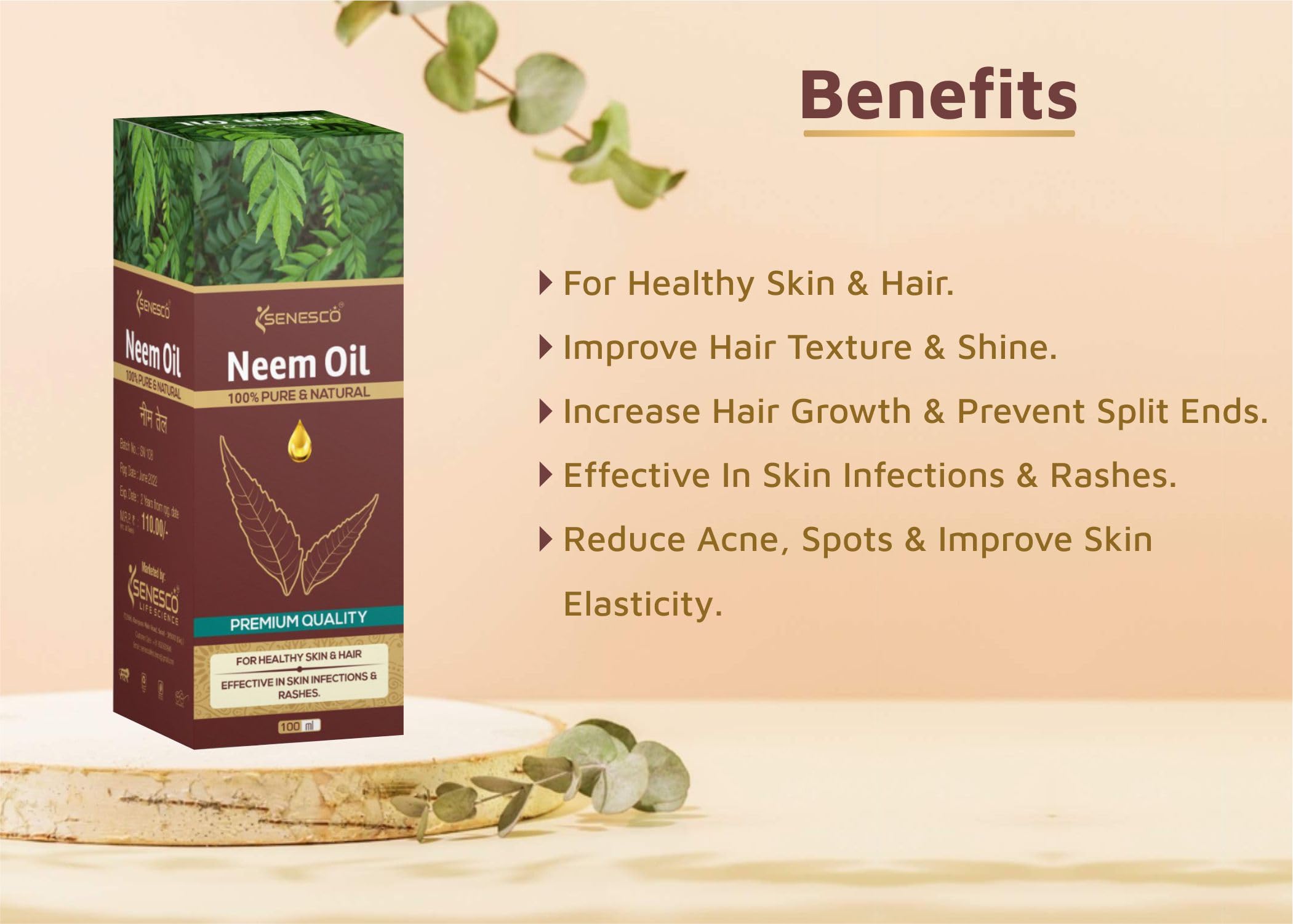 Organic Neem Oil for Plants - 100% Pure Cold Pressed Neem Oil for Skin, Hair & Garden - Natural Pest Control & Fungicide for Indoor & Outdoor Plants - Hydrating Moisturizer for Face, Scalp & Body Care