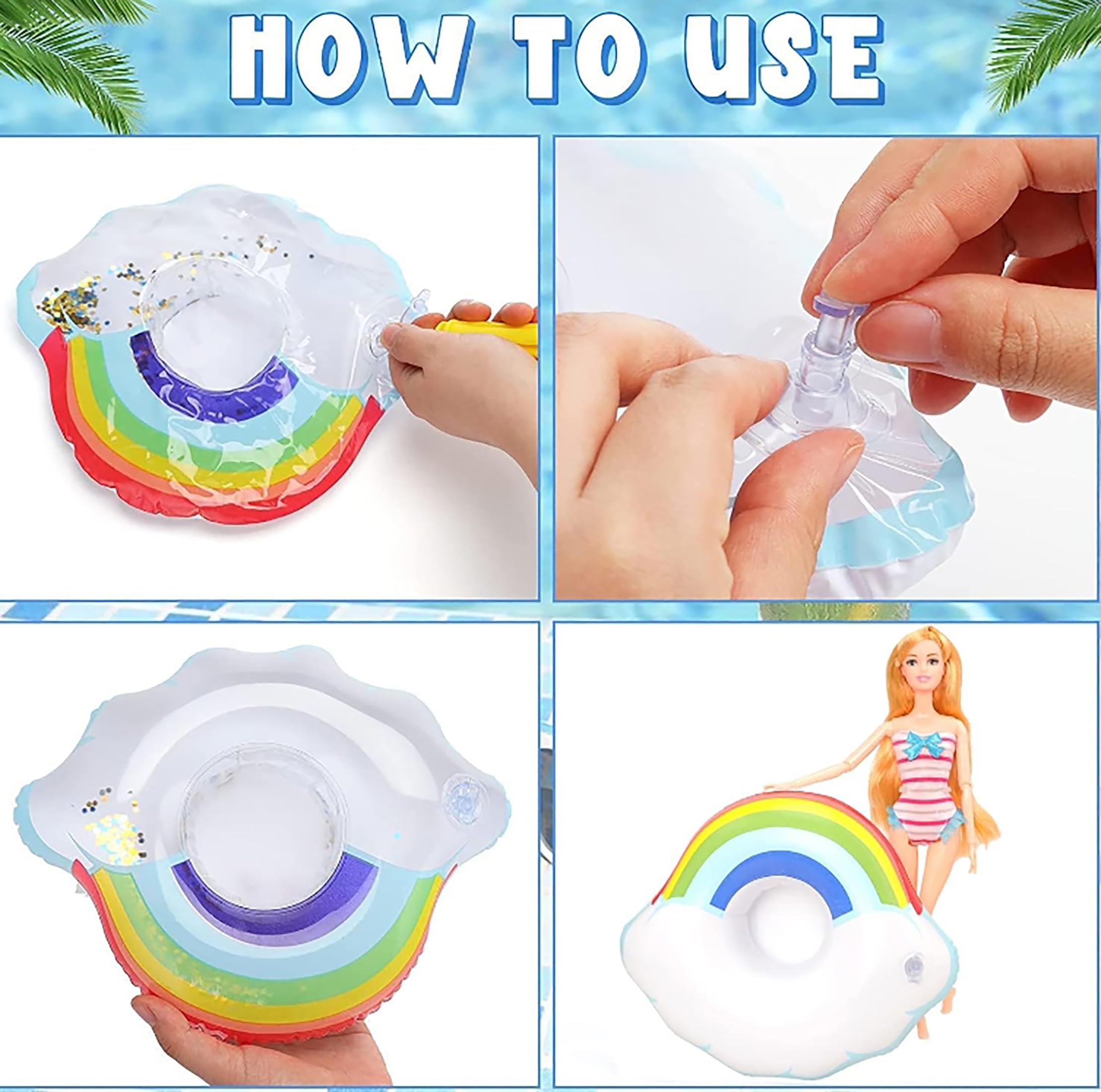 **Best Floaties for Girl Dolls - Inflatable Swimming Pool Party Ring & Drink Holder for 11.5 Inch Dolls - Perfect for Pool Parties, Beach Fun & Doll Accessories**