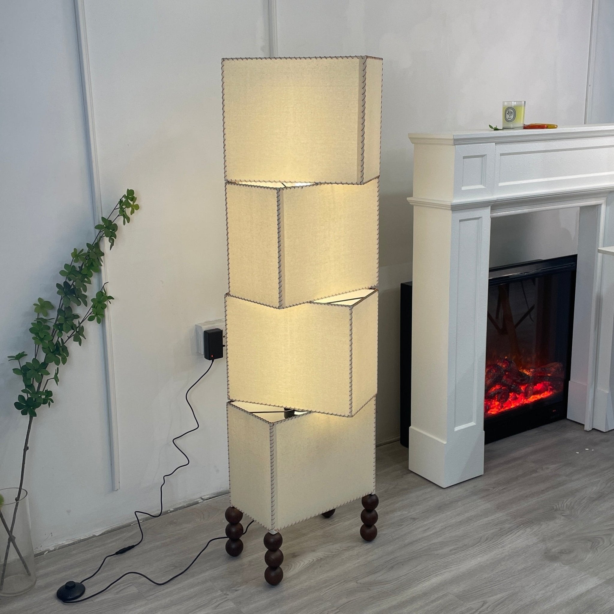 Cubia Modern Fabric Floor Lamp with Adjustable Height - Soft Ambient Lighting for Living Room, Bedroom, or Office Decor