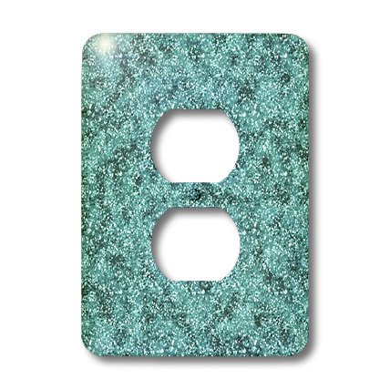 3D Rose Blue Glitter 2 Plug Outlet Cover - Decorative Electrical Outlet Cover for Home, Office & Nursery - Sparkling Safety Cover for Kids & Pets