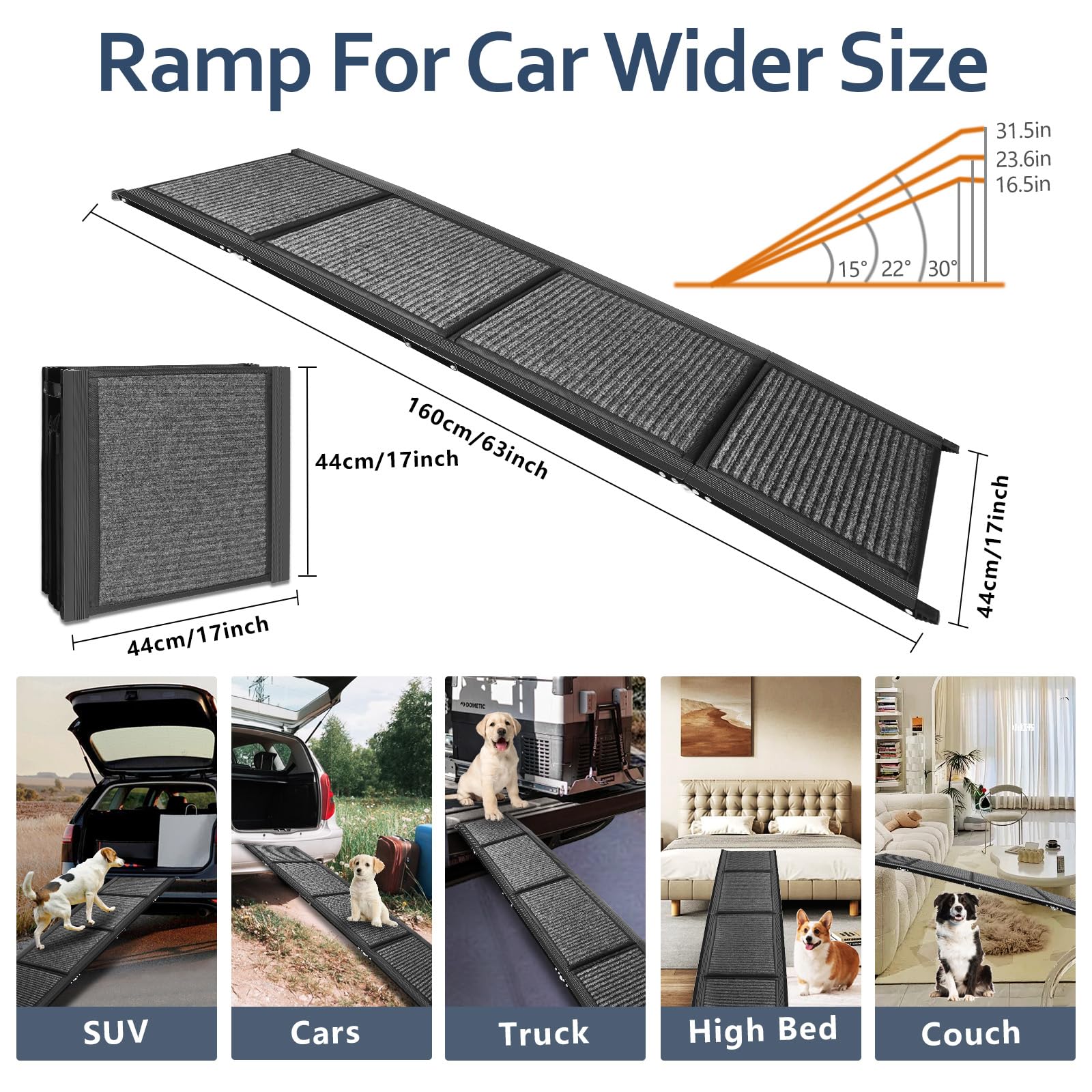 Heavy Duty Folding Dog Ramp for Cars, Trucks & SUVs - 63