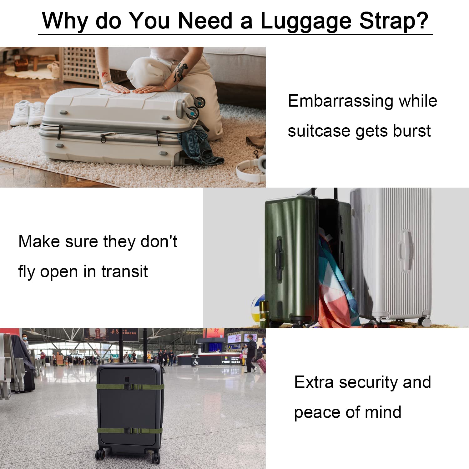 Wisdompro Heavy Duty Luggage Straps 2-Pack - Adjustable Nylon Utility Straps with Quick Release Buckles for Suitcases, Backpacks & Travel Gear (48