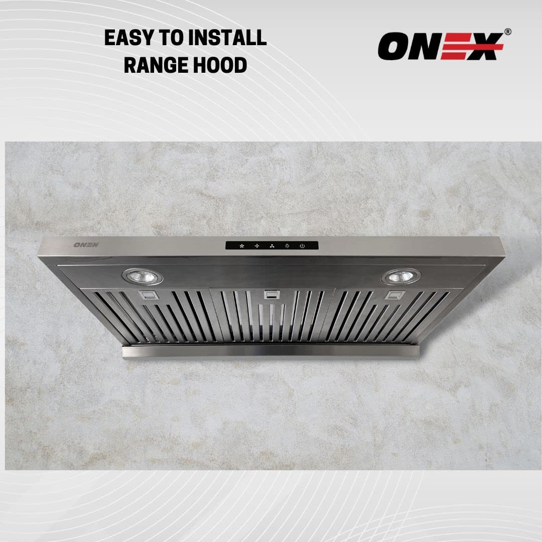 ONEX® OHF60D 30-Inch Under Cabinet Range Hood - 700 CFM Stainless Steel Kitchen Exhaust Fan with 3-Speed Settings & Soft Touch Control Panel - Perfect for Modern Kitchens, Apartments, and Open-Concept Homes
