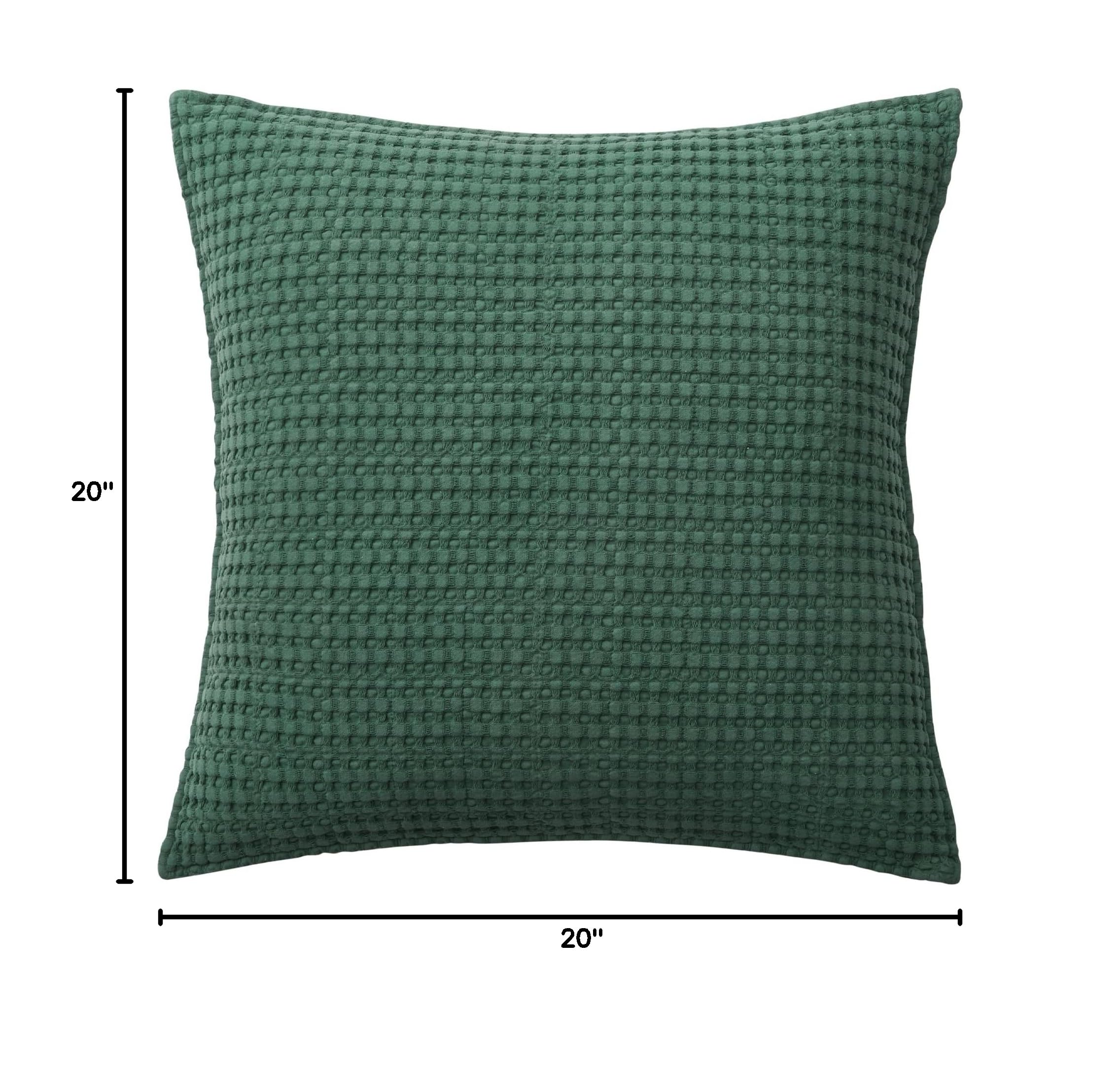 Levtex Home Mills Waffle Decorative Throw Pillow 20x20 Inches - Soft Polyester Filled Forest Green Cushion - Perfect for Sofa, Bed & Home Decor