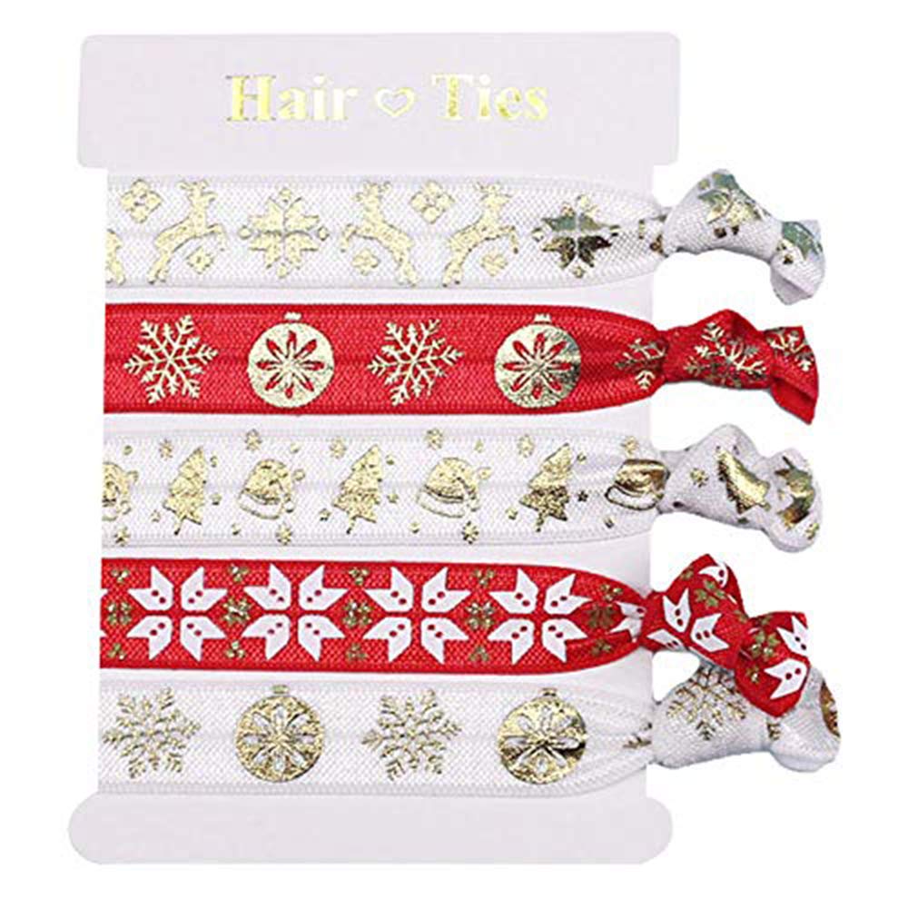 Christmas Hair Ties - 50pcs Hand Knotted Ribbon Elastic Hair Bands for Women & Girls | No Crease Ponytail Holders with Wrist Straps | Perfect for Christmas Party Favors, Gifts & Holiday Hair Accessories (Style 3)