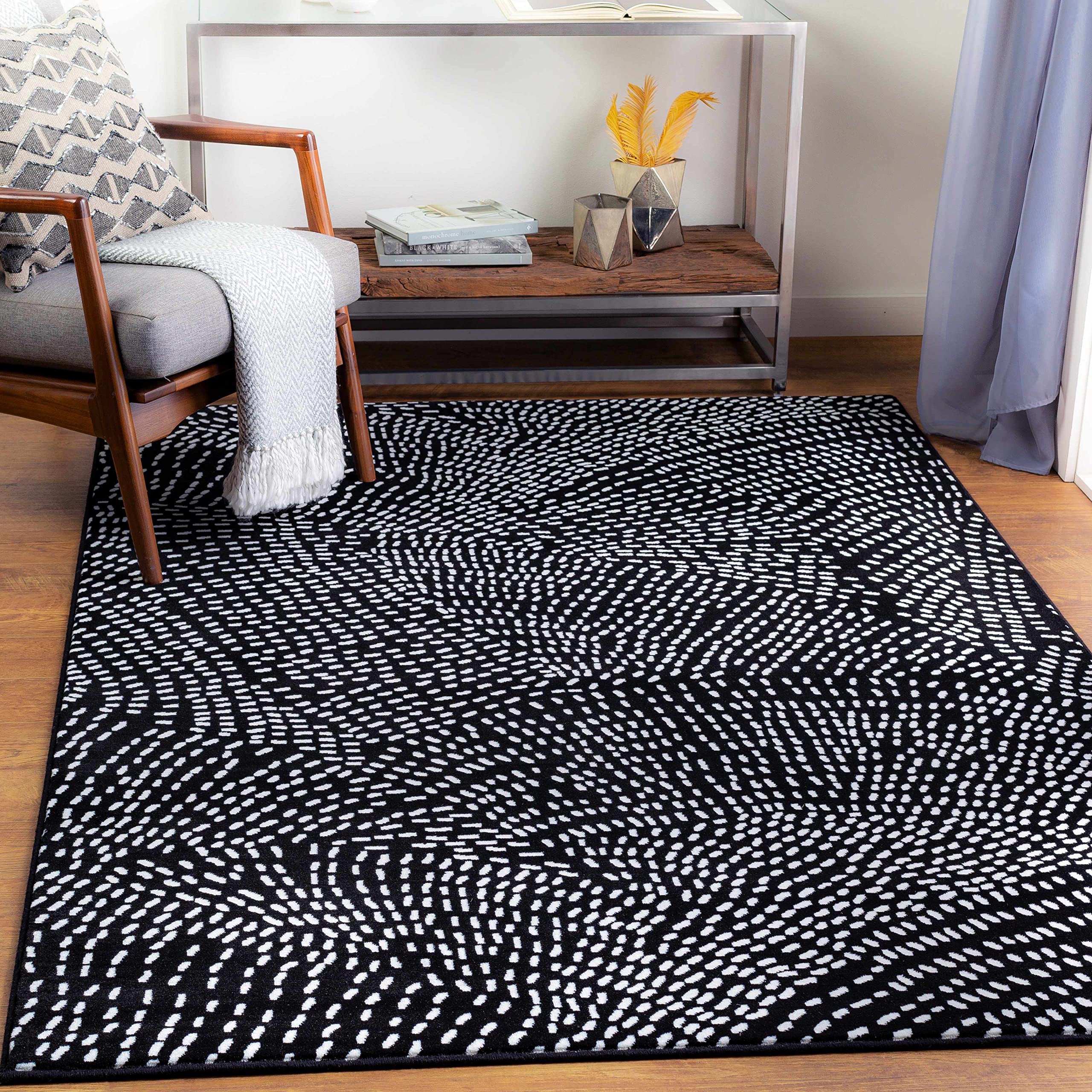 Modern Black and White Hauteloom Streetly Area Rug 9' x 12'10
