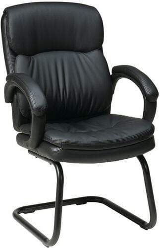 Eco-Friendly Leather Sled Base Guest Chair for Office & Conference Room - Modern Ergonomic Design [EC9235] - Perfect for Reception Areas, Waiting Rooms & Home Offices