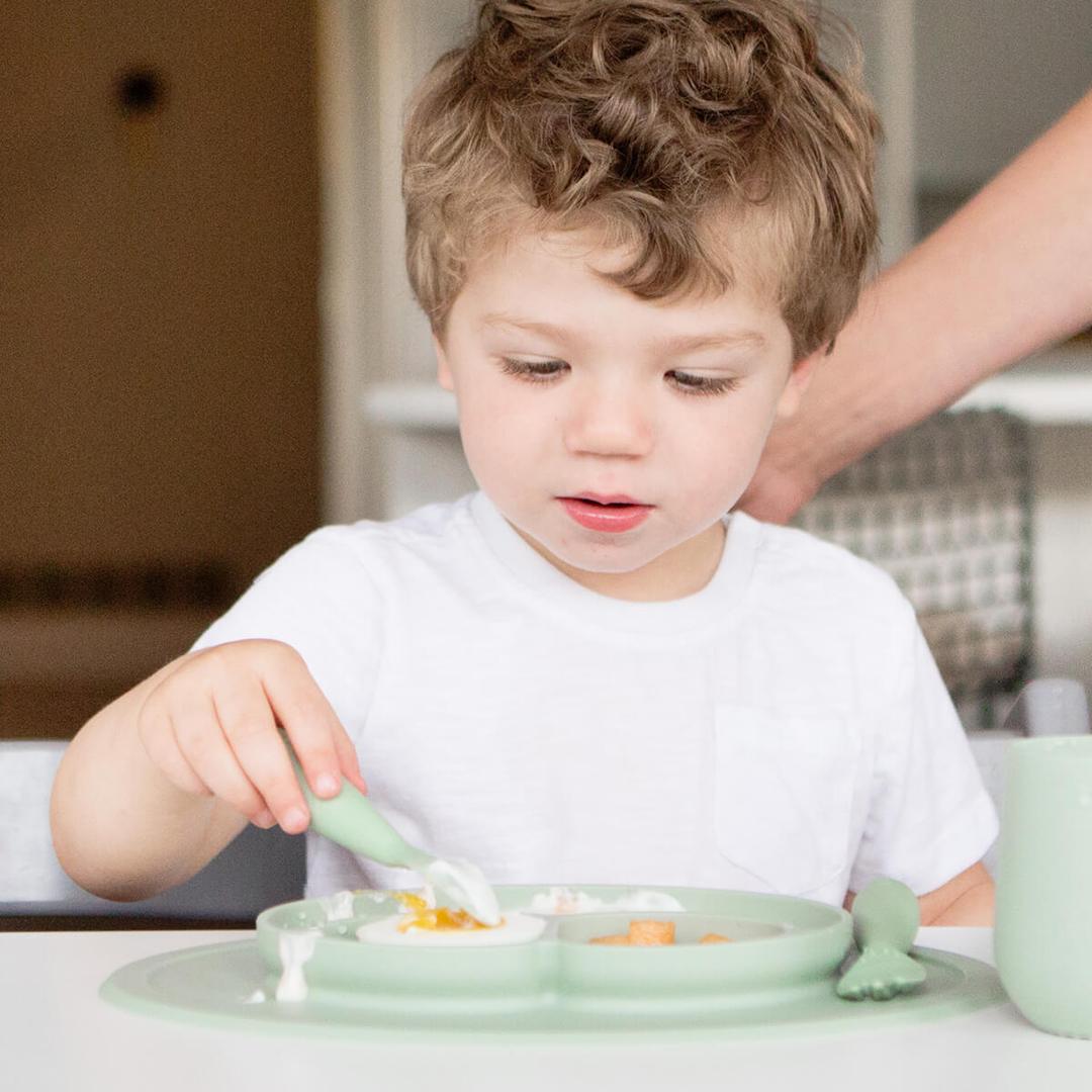 EZPZ Mini Feeding Set for Babies & Toddlers - BPA-Free Silicone Placemat with Built-in Plate & Spoon - Perfect for High Chairs, Travel & Mess-Free Mealtime