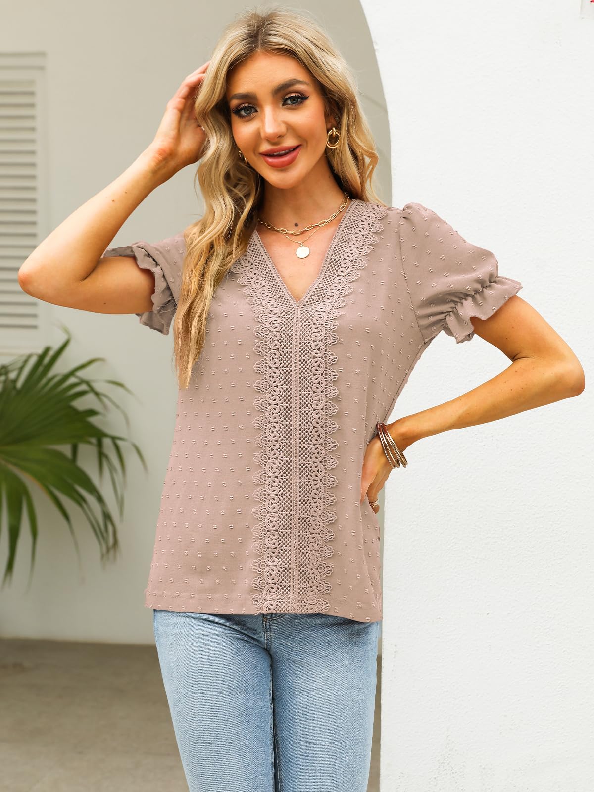 MixShe Women's Summer Tops 2025 | Trendy Short Sleeve V-Neck T-Shirts | Casual Blouses & Tunics for Spring & Summer | Perfect for Beach, Vacation & Everyday Wear