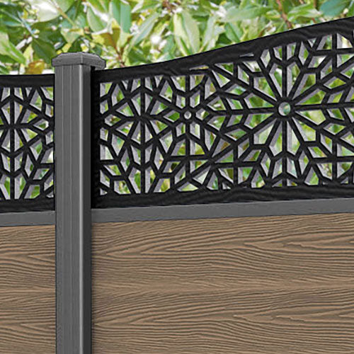 Classic Alnara Curved Top Teak Fence Panel with Aluminum Posts - Durable Outdoor Privacy Fence for Garden, Patio, and Backyard Landscaping