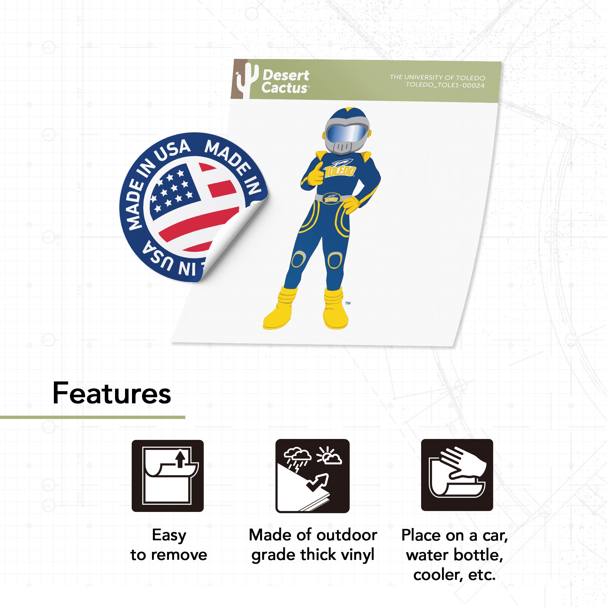 University of Toledo UT Rockets Vinyl Decal Sticker - Waterproof Laptop, Car, Water Bottle, Scrapbook Decor - Perfect for College Students, Alumni & Fans (IND 00024) - Show School Spirit on Campus, Game Days & Everyday Use