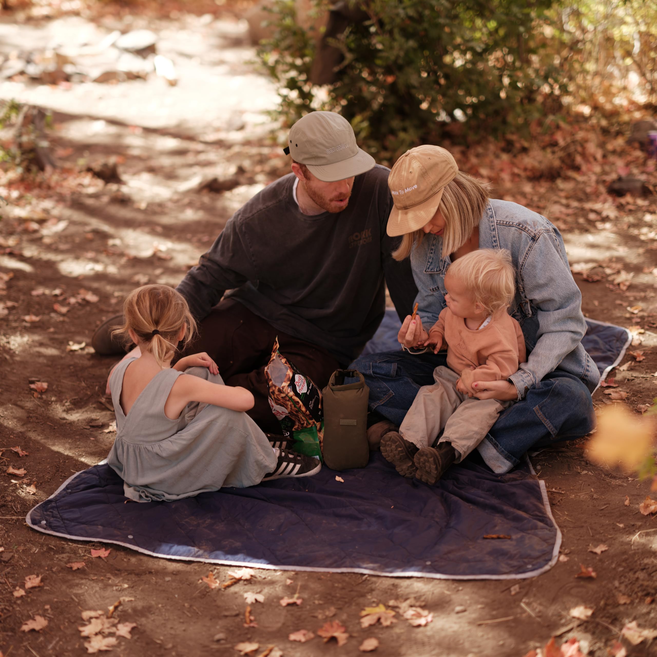 Ultra-Light Compact Down Alternative Travel Blanket - Soft Gravel Layover Camping Blanket for Airplane, Hiking & Outdoor Adventures (Blue)