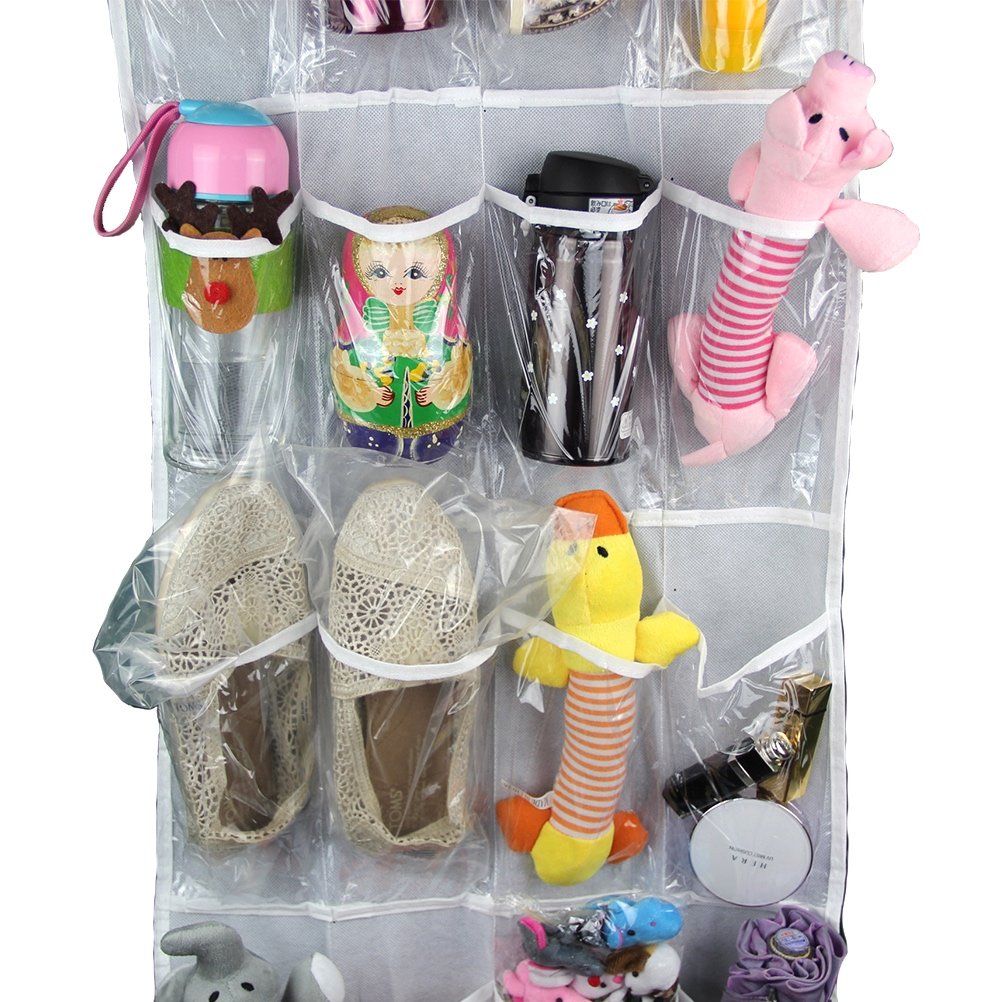 RayLineDo® 2X Over The Door Hanging Organizer - 24 Pockets for Kids Toys, Shoes, Jewelry & Slippers Storage | Space Saving Closet Organizer for Bedroom, Nursery & Dorm Room