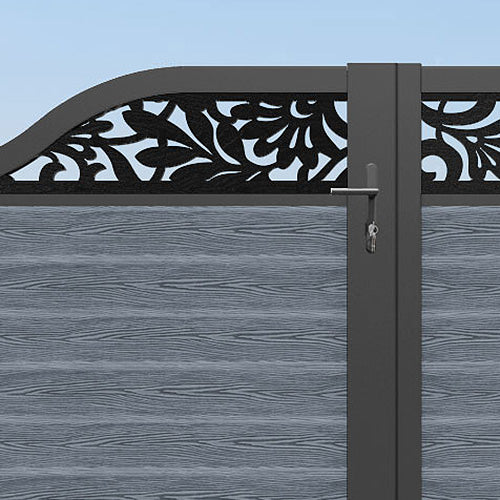 Classic Heritage Curved Top Driveway Gate in Anthracite with Top Screen - Durable Wrought Iron Entry Gate for Home Security & Curb Appeal