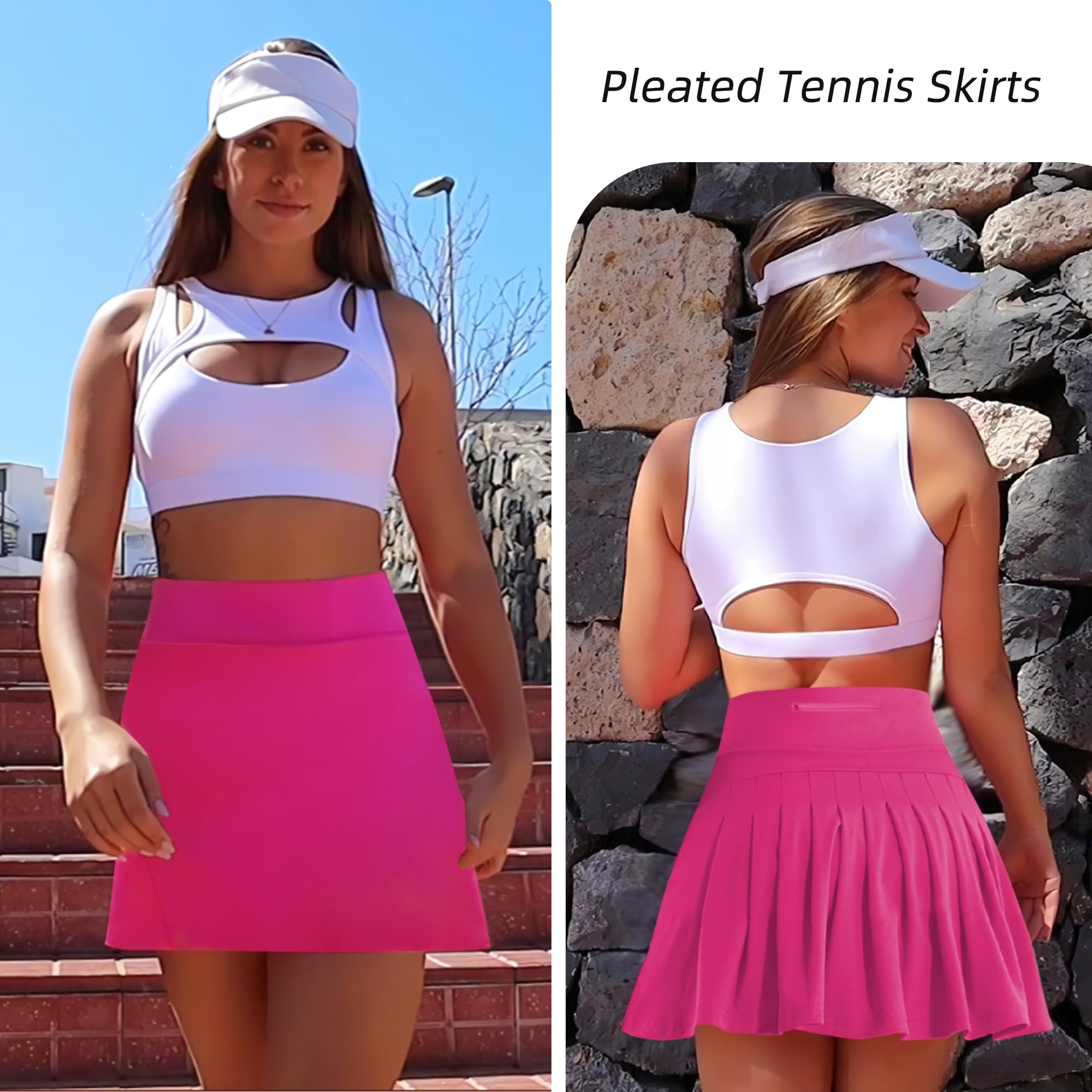 Betaven Women's Pleated Tennis Skirts with Pockets & Built-in Shorts - High Waisted Athletic Skort for Golf, Running & Activewear - Perfect for Tennis, Gym Workouts & Casual Wear