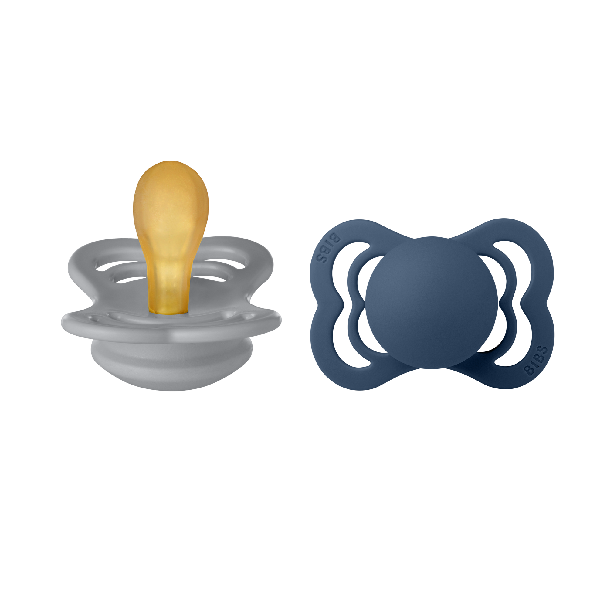 BIBS Supreme Pacifier 2-Pack - Soft Silicone Baby Soother, BPA-Free, Orthodontic Nipple (Cloud & Steel Blue) - Perfect for Newborns, Infants & Toddlers for Daytime & Nighttime Comfort