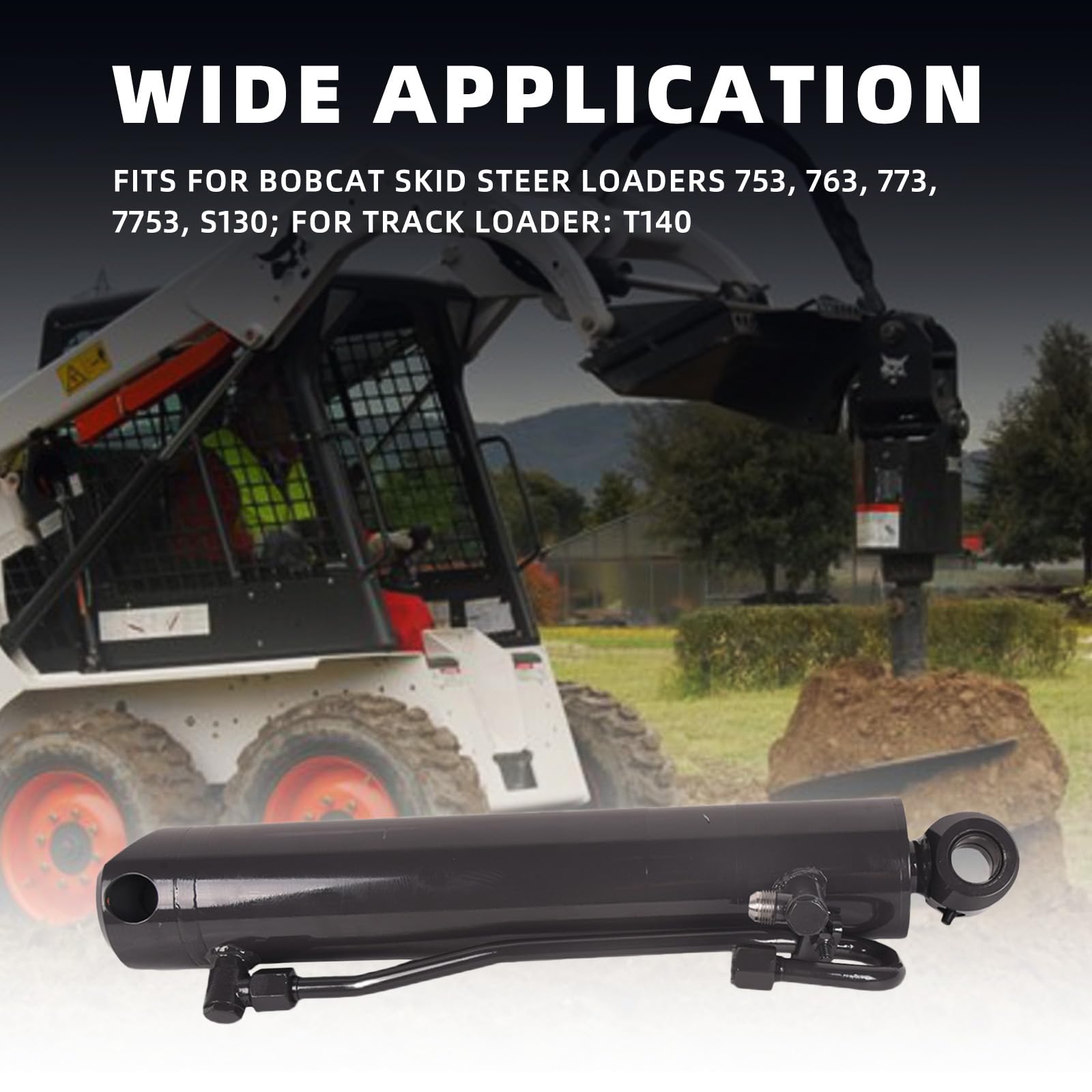 Topaz Hydraulic Bucket Tilt Cylinder for Bobcat Skid Steer Loaders - Compatible with T140, S130, 773, 763, 753 Models - Replaces OEM Parts 6804630, 6586587, 6539931 - Ideal for Construction, Landscaping & Farm Equipment Maintenance