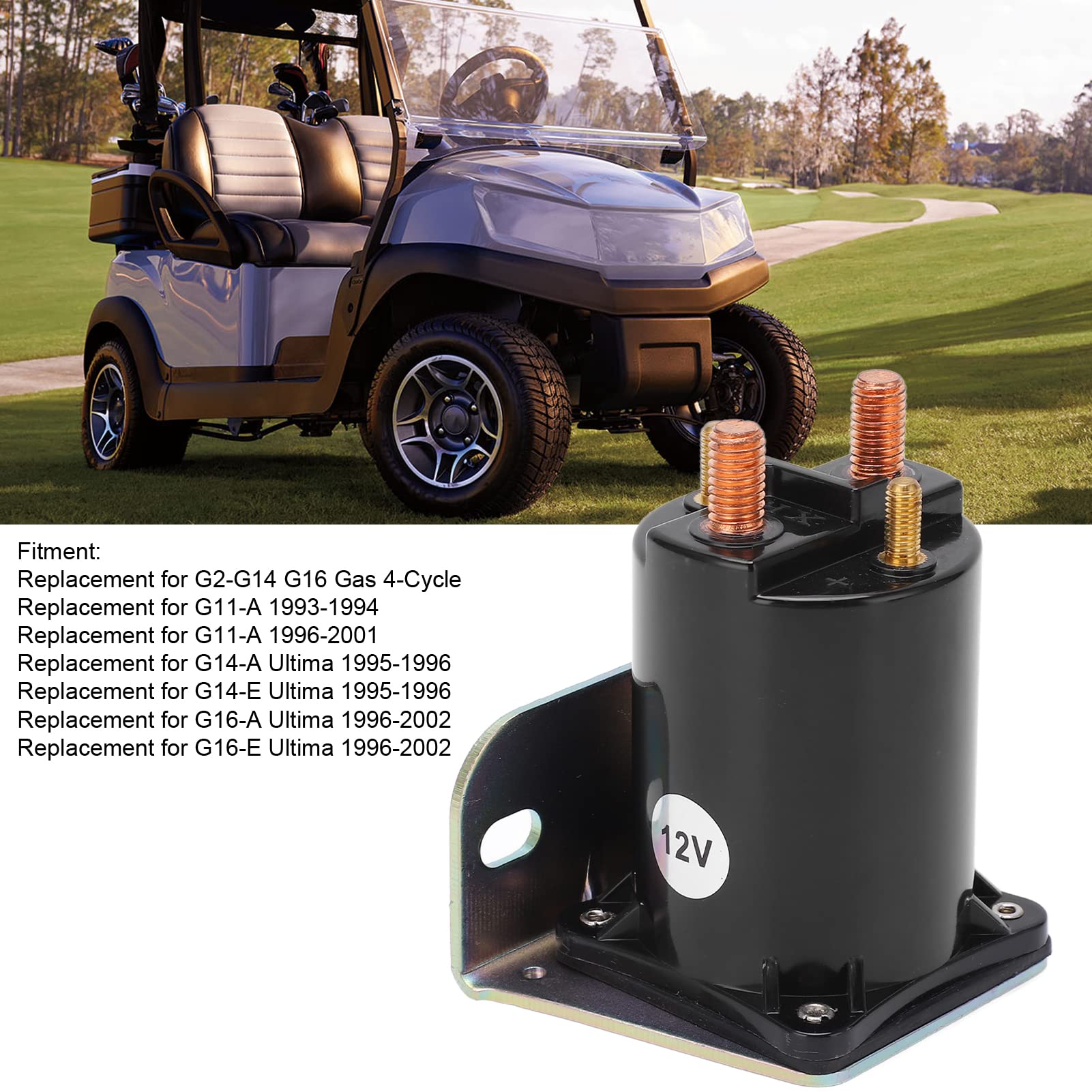 12V Solenoid Relay Assembly JF2-H1950-00 - 4 Terminals Replacement for G2 G8 G9 G11 G14 G16 - Compatible with Golf Carts, Utility Vehicles & Small Engines
