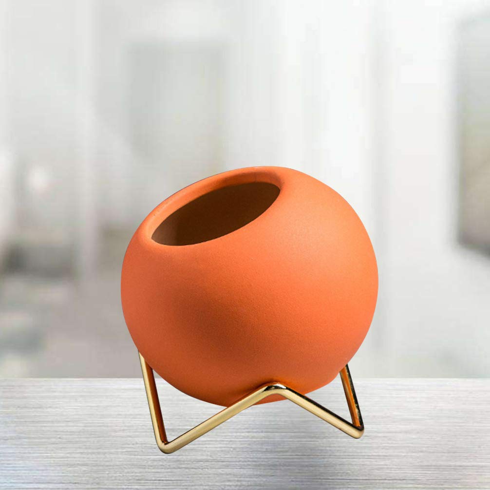 HEALLILY Ceramic Succulent Planter - 4 Inch Cactus Flower Pot with Drainage Hole, Nordic Style Home Decor for Desk, Office, Living Room | Perfect for Succulents, Air Plants & Small Houseplants (Orange)