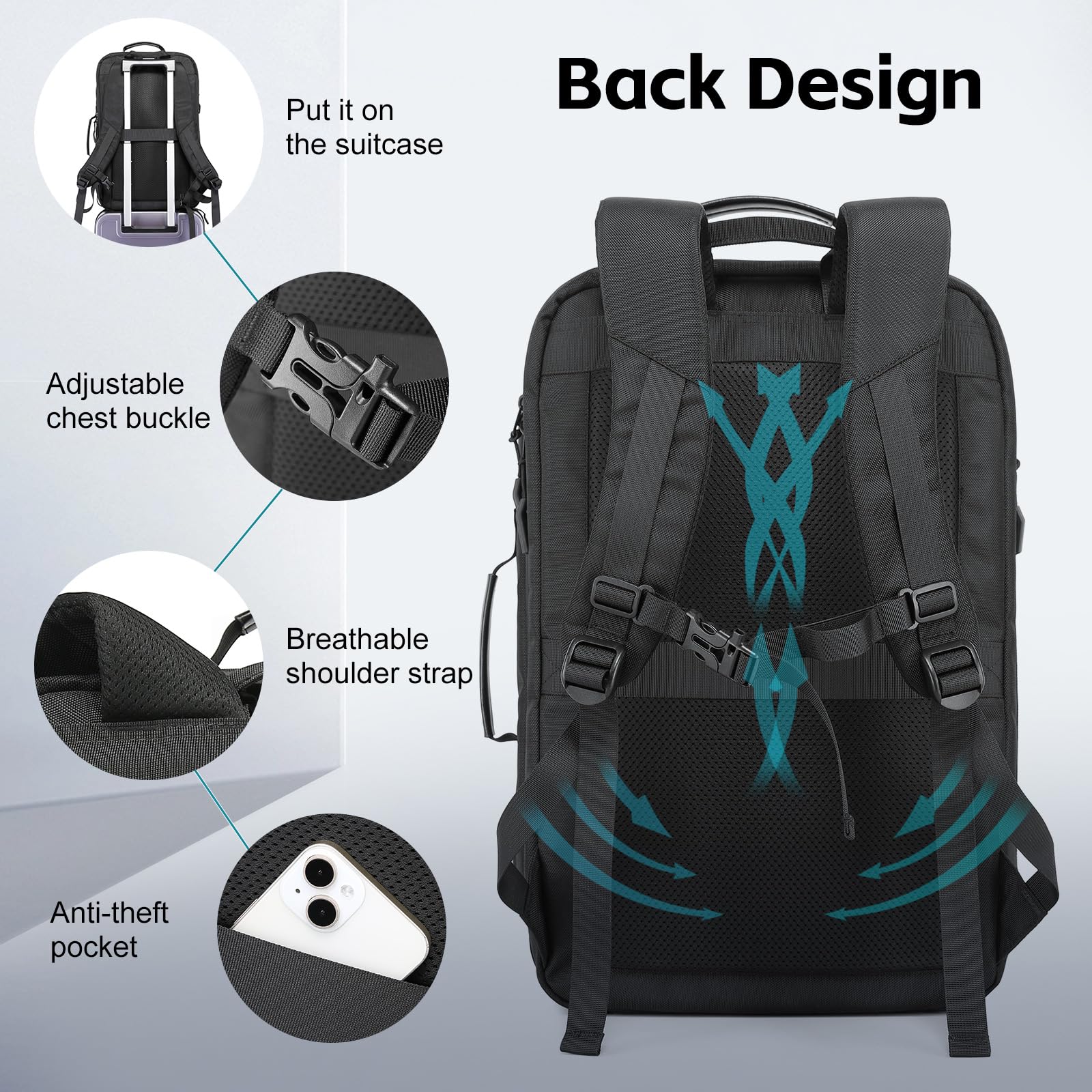 Vacuum Compression Backpack with Pump - 45L Expandable Travel Backpack for Men & Women | Water Resistant 17.3