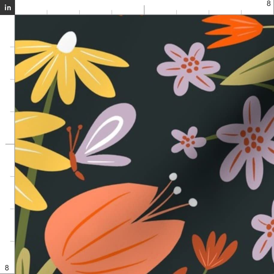 Pockets Flowers Gardening Springtime Blooms Printed on Denim Fabric by The Yard - Premium Spoonflower Fabric for Apparel, Home Decor & Upholstery | Perfect for DIY Sewing, Quilting, and Spring Fashion Projects