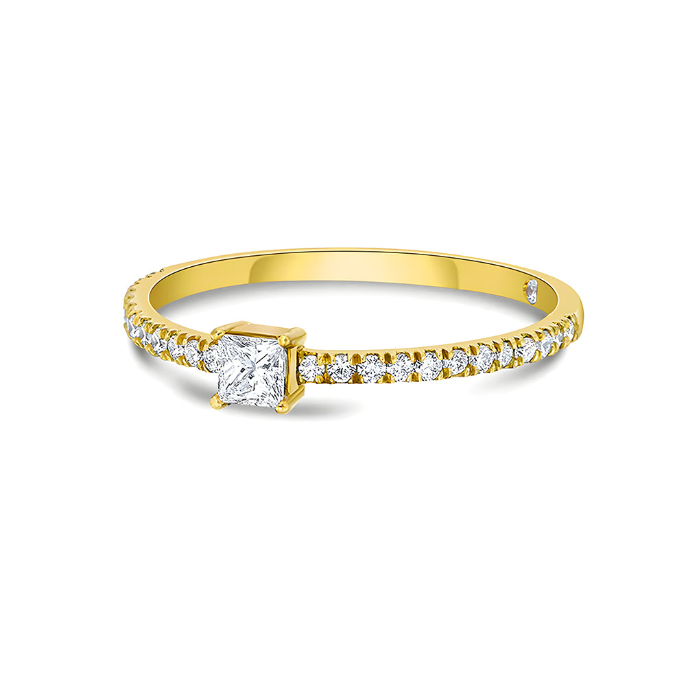 Princess Cut Lab Grown Diamond Promise Ring with Half Eternity Band - Perfect for Engagements, Anniversaries & Special Occasions