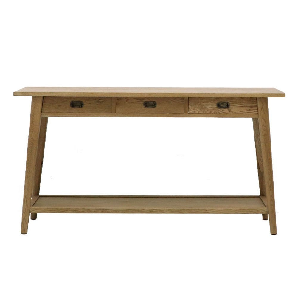 Vicchy Solid Oak Console Table - Rustic Entryway Table for Hallway, Living Room & Bedroom Decor