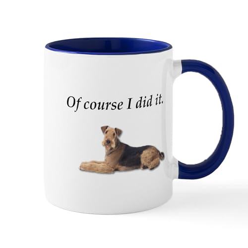 White/Navy Inside - Of Course I Did It Airedale Terrier Mugs