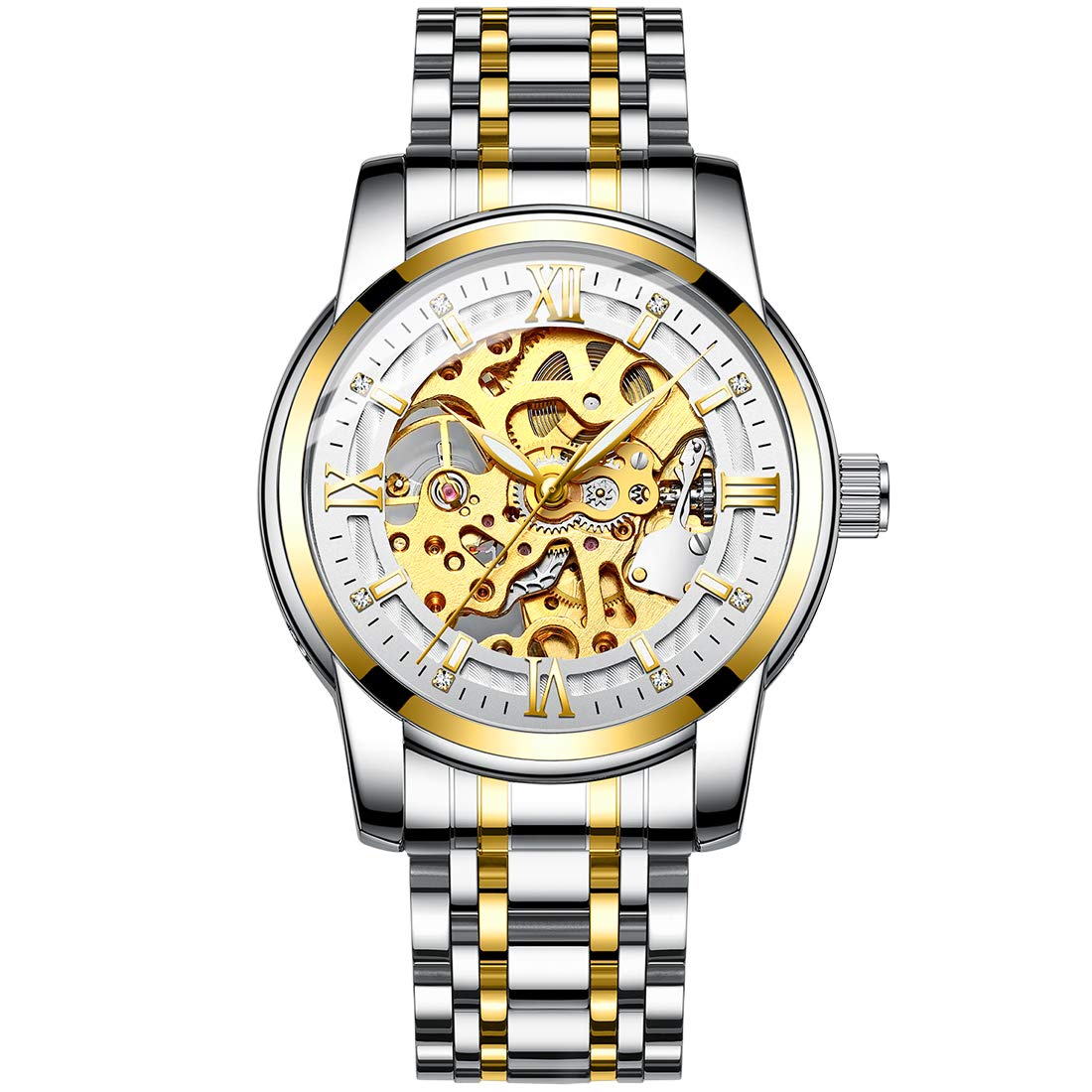 Original Men's Skeleton Automatic Mechanical Watch - Luxury Stainless Steel Self-Wind Wristwatch with Luminous Dial & 30M Waterproof - Perfect for Business, Formal Events & Everyday Wear