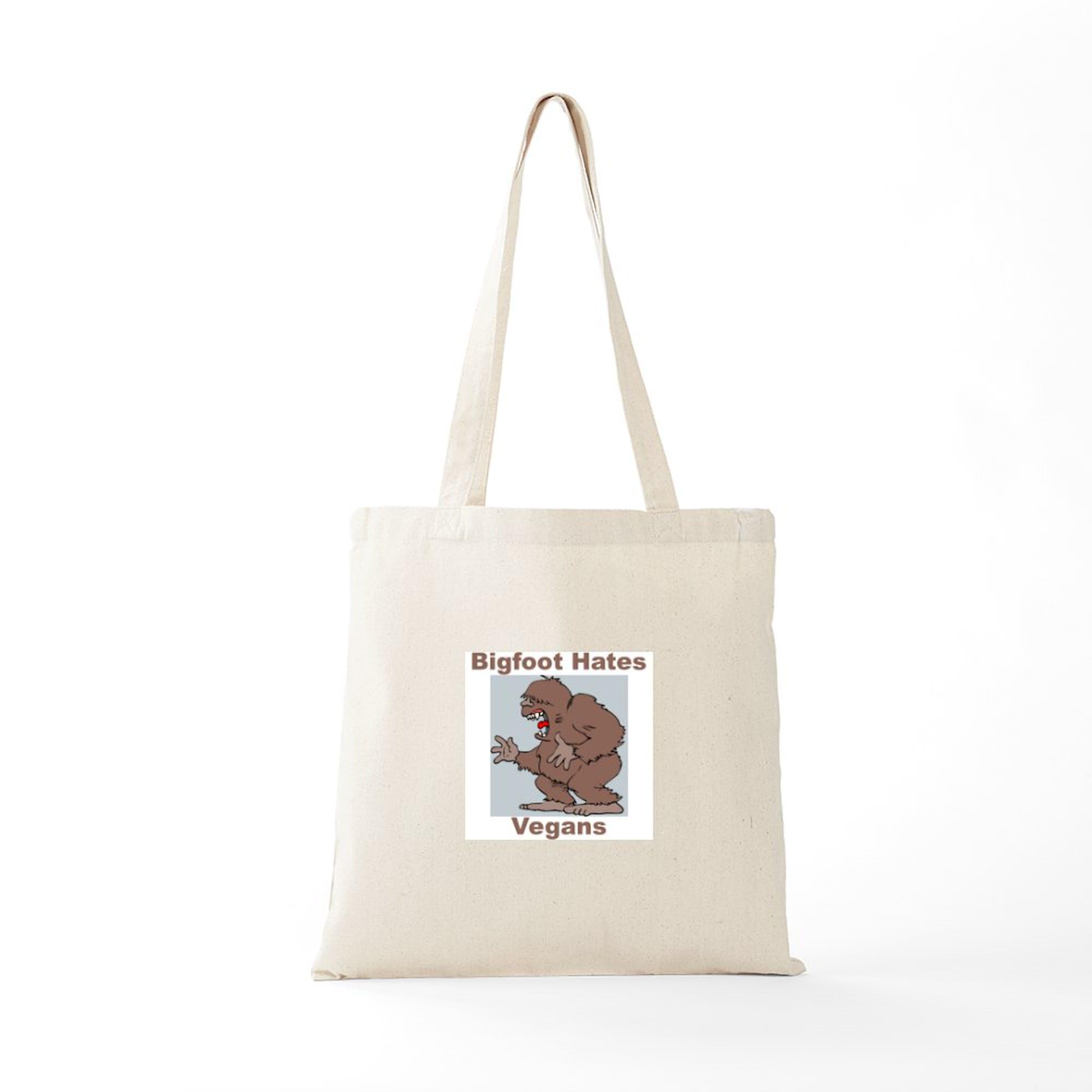 Bigfoot Hates Vegans Tote Bag - Natural Canvas Reusable Shopping Bag for Groceries, Beach & Eco-Friendly Lifestyle | Funny Novelty Gift