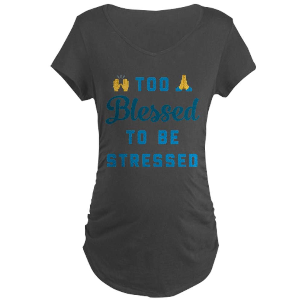 Emoji 'Too Blessed to Be Stressed' Maternity T-Shirt - Comfortable & Stylish Pregnancy Tee for Moms-to-Be | Perfect for Casual Wear, Baby Showers & Maternity Photos