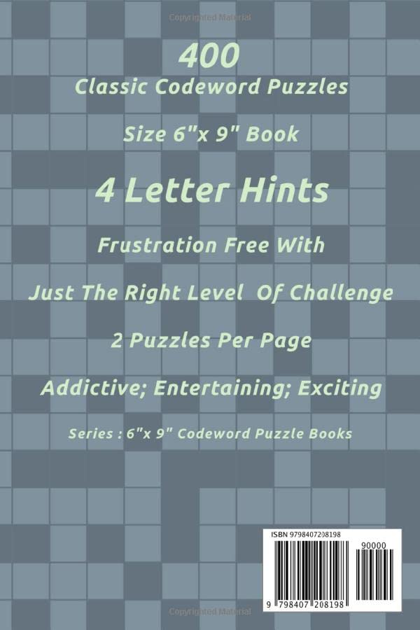 400 Classic Codewords Puzzle Book for Adults - Volume 1 | Brain Teaser Games for Relaxation & Mental Exercise | Perfect for Travel, Commuting & Family Game Nights