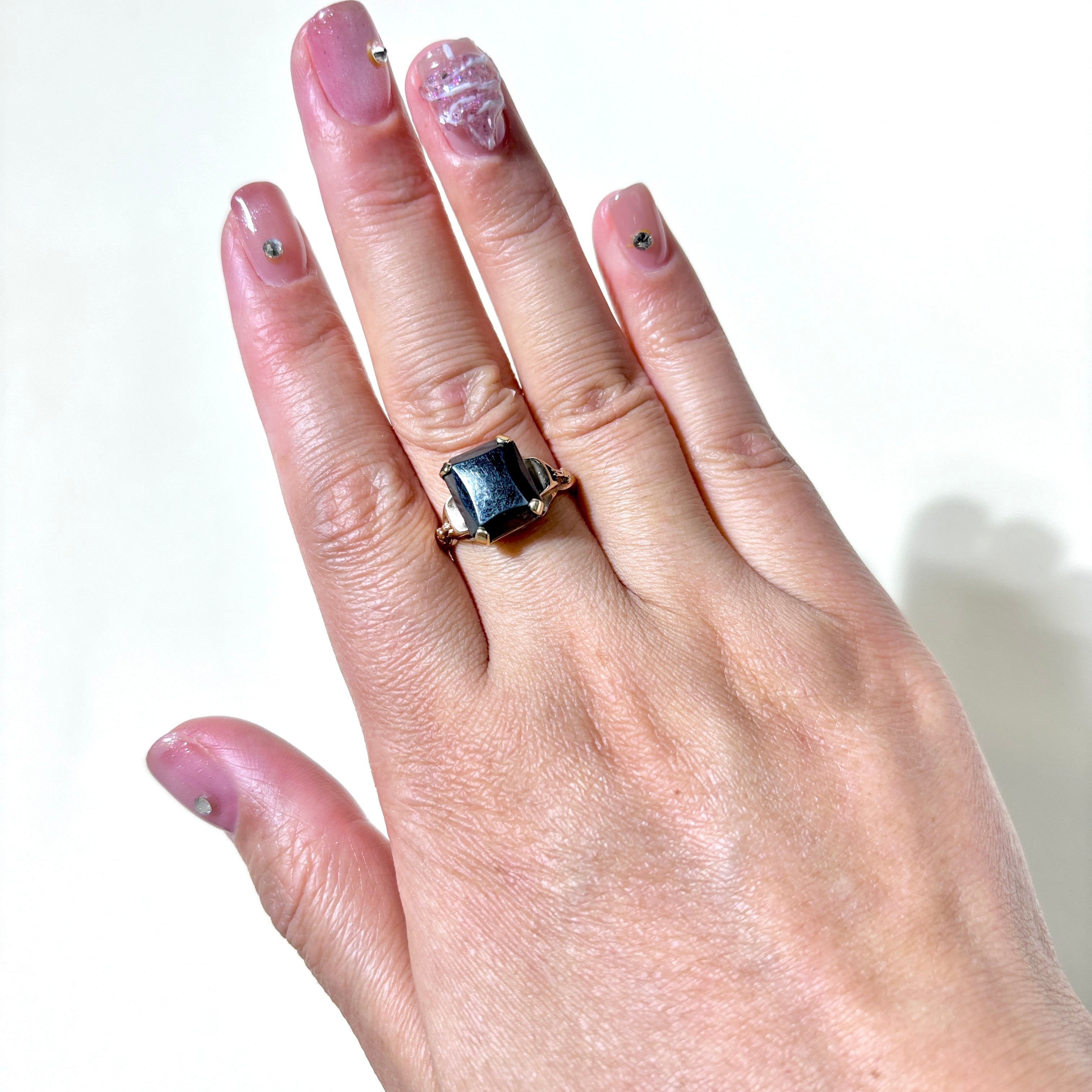 10K Yellow Gold Hematite Ring for Women | 3.39ct Genuine Hematite Stone | Size 7.75 | Elegant Jewelry Gift for Anniversary, Birthday & Special Occasions