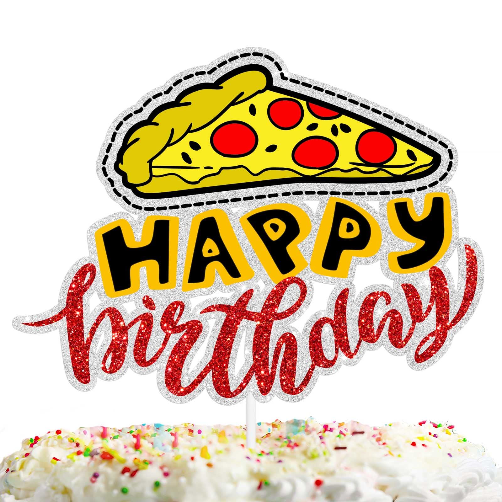Pizza Cake Topper for Birthday Parties - Italy Food Theme Decorations for Teens, Boys & Girls - Perfect for Family Celebrations, Pizza Festivals & Baby Showers (Great for Birthday Cakes, Cupcakes & Dessert Tables)