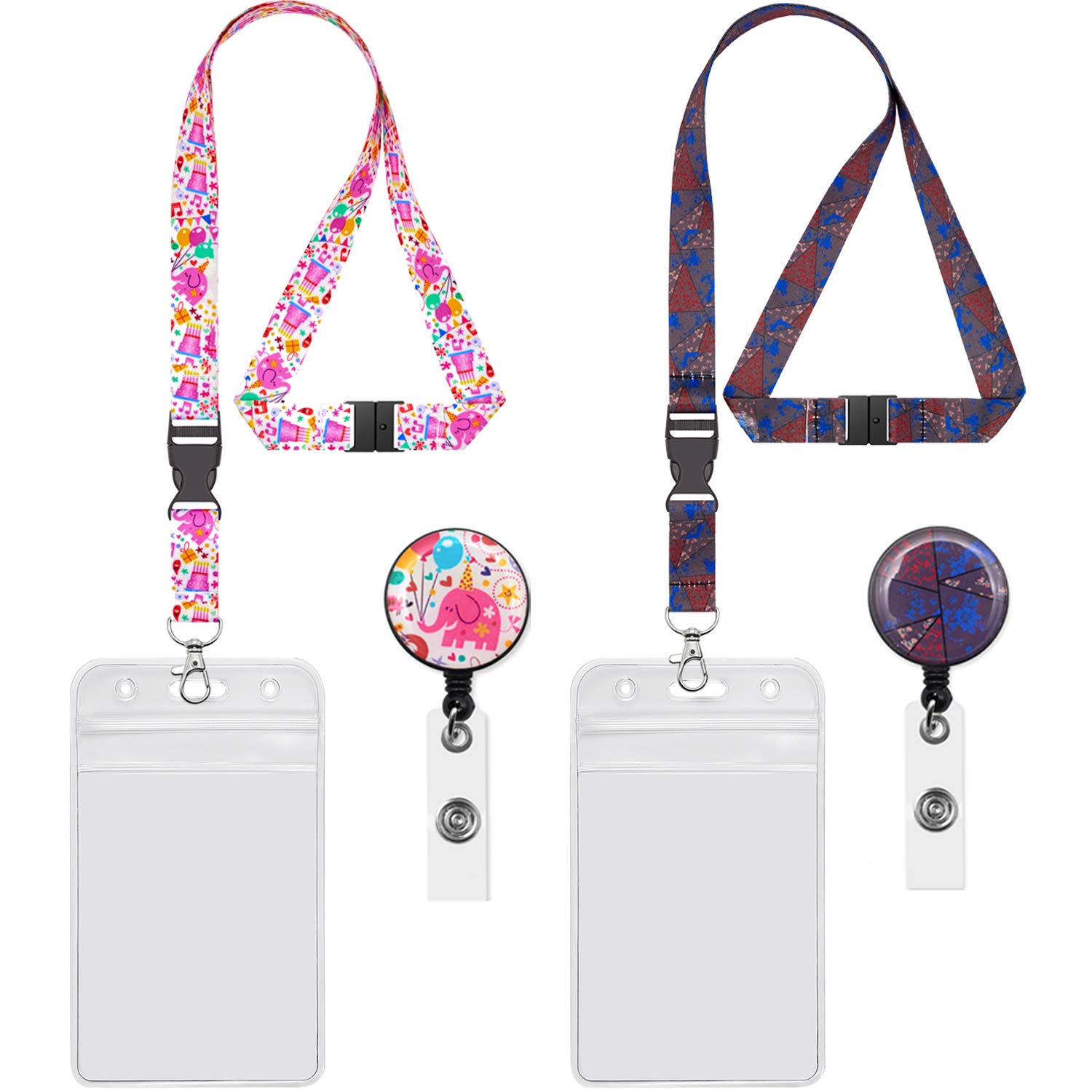 YOUOWO 2 Pack Cruise Lanyards with Badge Reel - for Office ID, Keys & Cards - for Work, Travel & Events