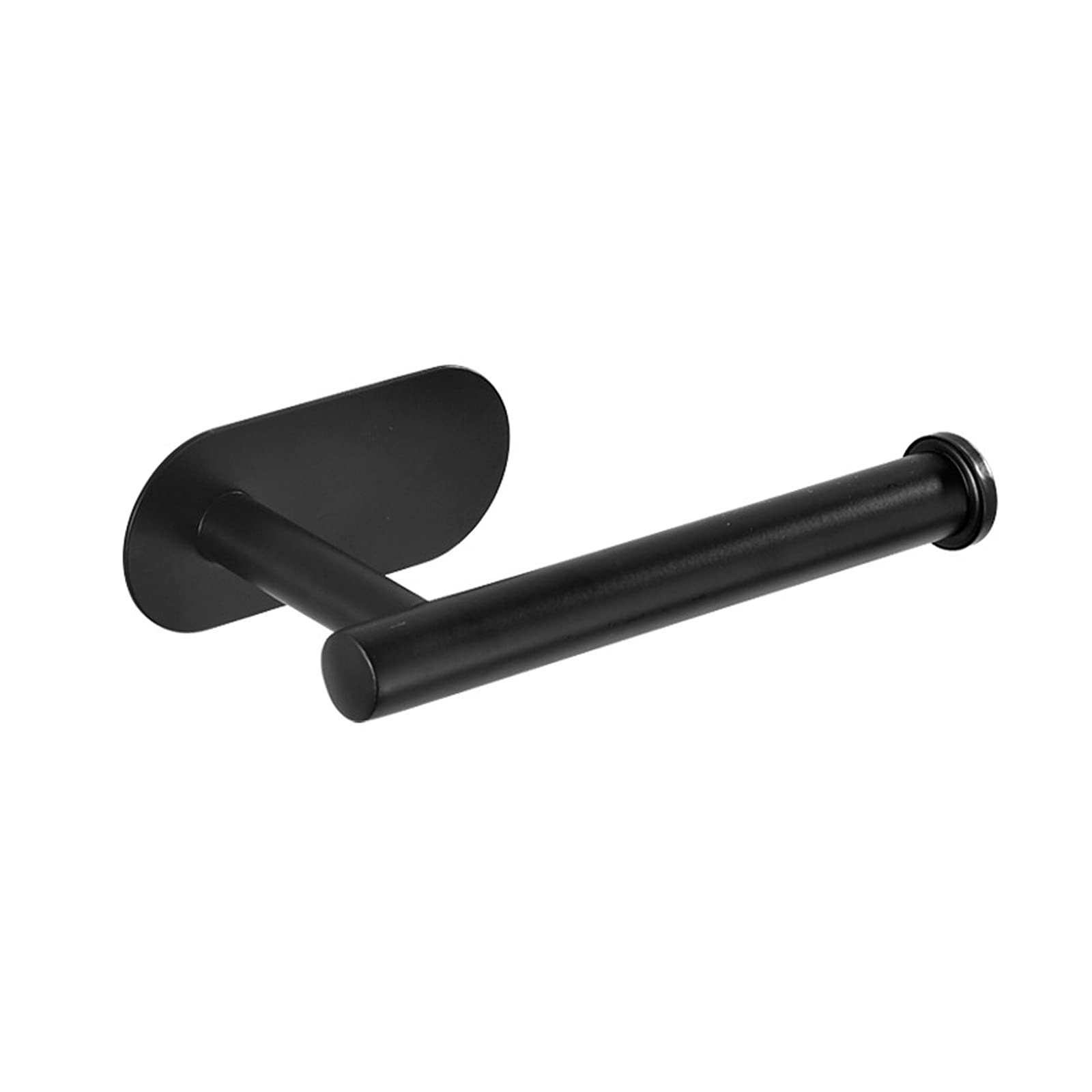 No Drill Self Adhesive Toilet Paper Holder - Stainless Steel Brushed Bathroom Tissue Roll Mount with Strong Sticky Backing for Easy Installation (Black) - Perfect for Apartments, RVs, and Small Bathrooms