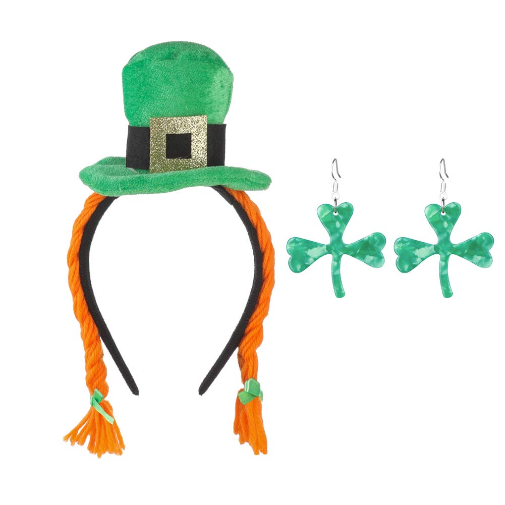 St. Patrick's Day Green Shamrock Hair Clip Hat & Earrings Set for Women – Irish Party Accessories & Festive Decorations – Perfect for St. Paddy's Day Celebrations, Parades, and Themed Events