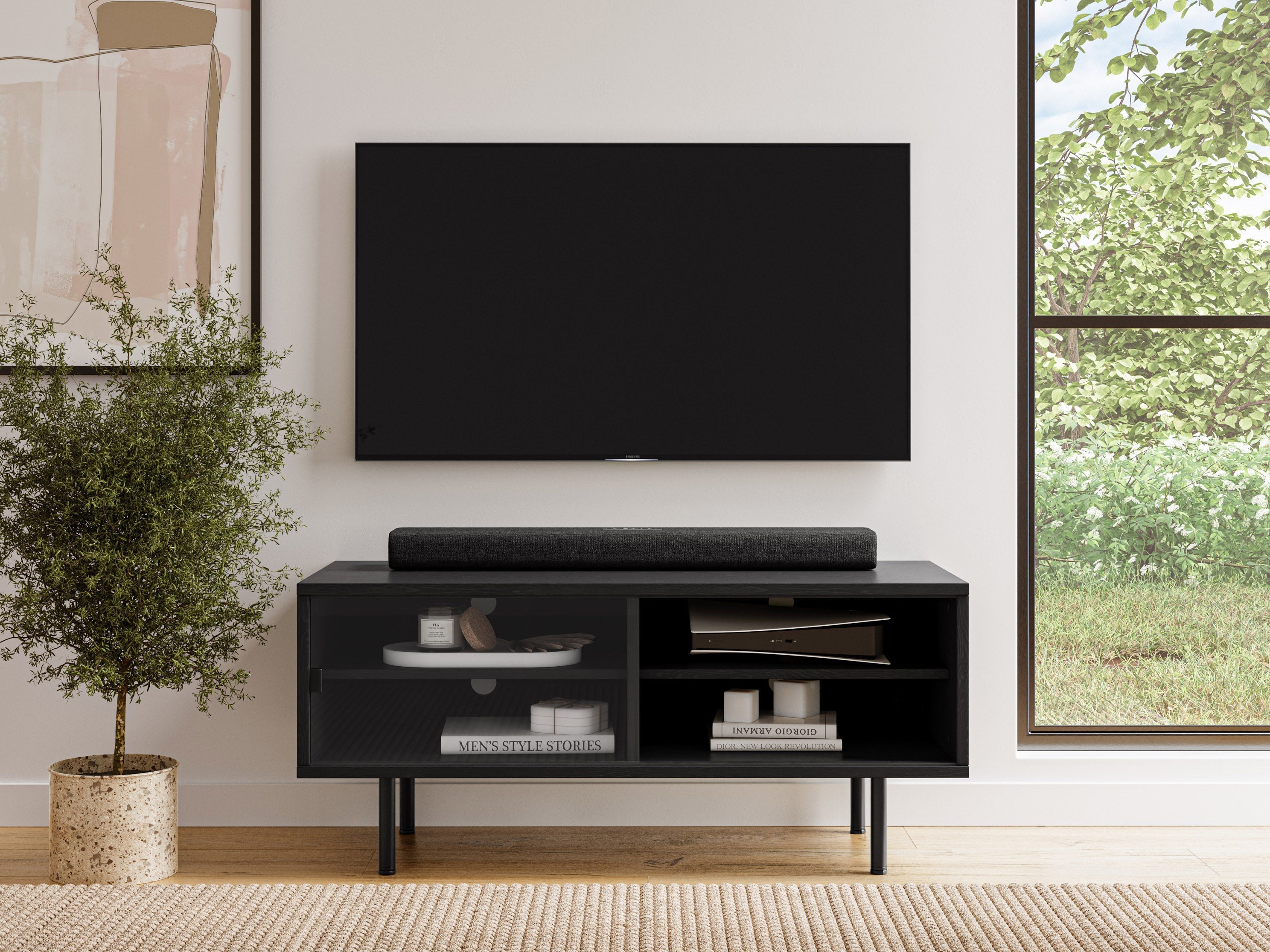 Modern Modular TV Stand for TVs up to 55 Inches - Sturdy Entertainment Center with Adjustable Shelves for Living Room, Bedroom & Home Theater Setup